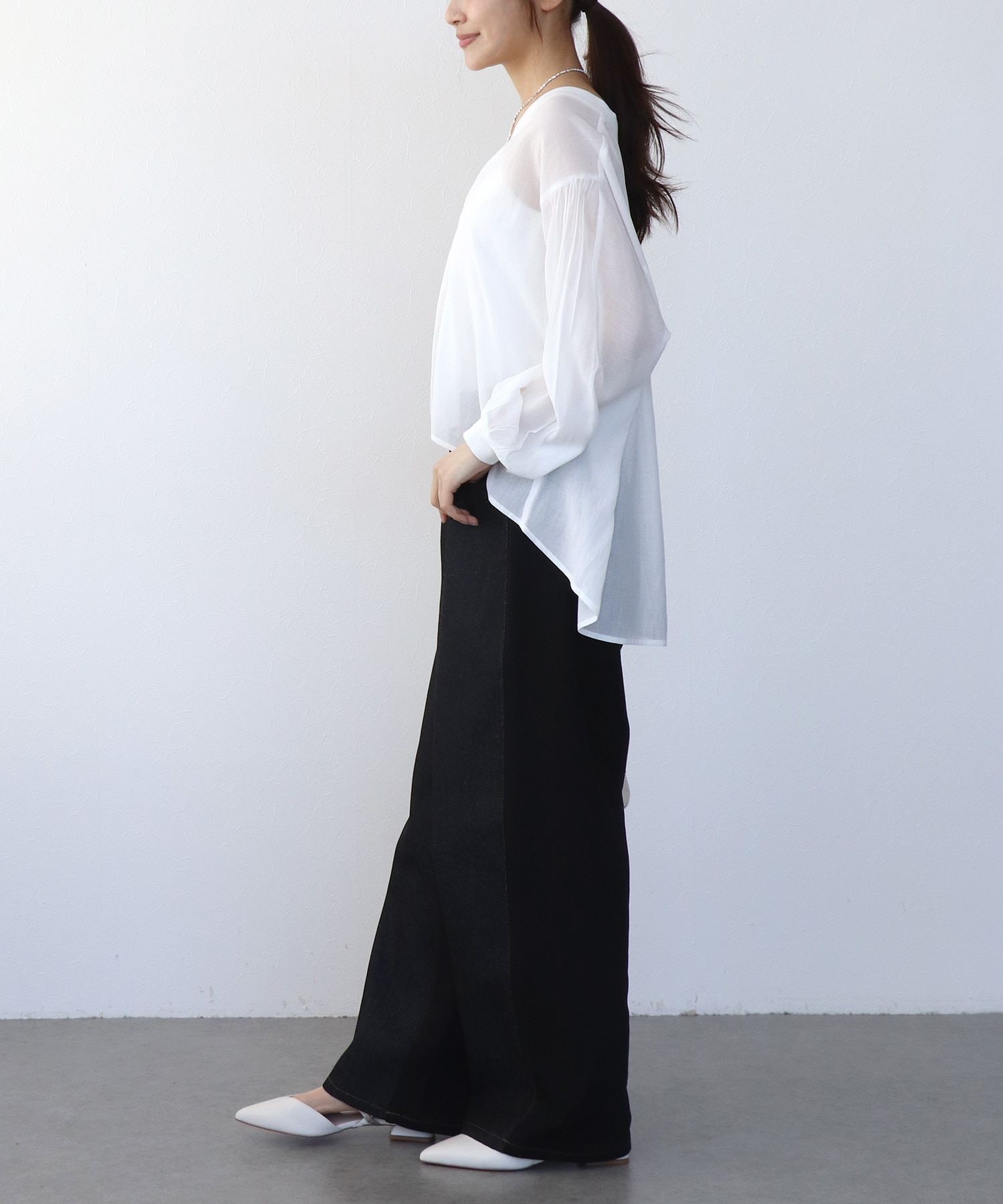 麻調シアリーボイルシャツ