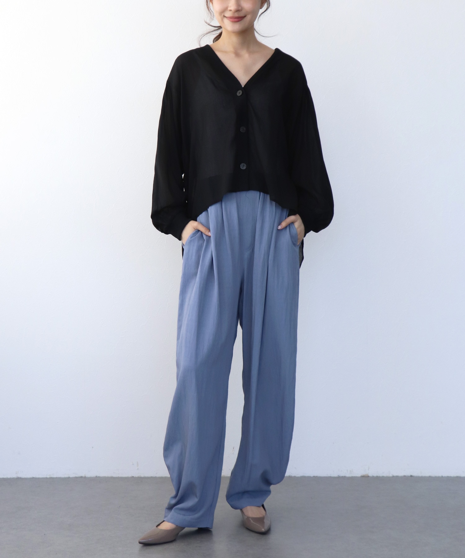 麻調シアリーボイルシャツ