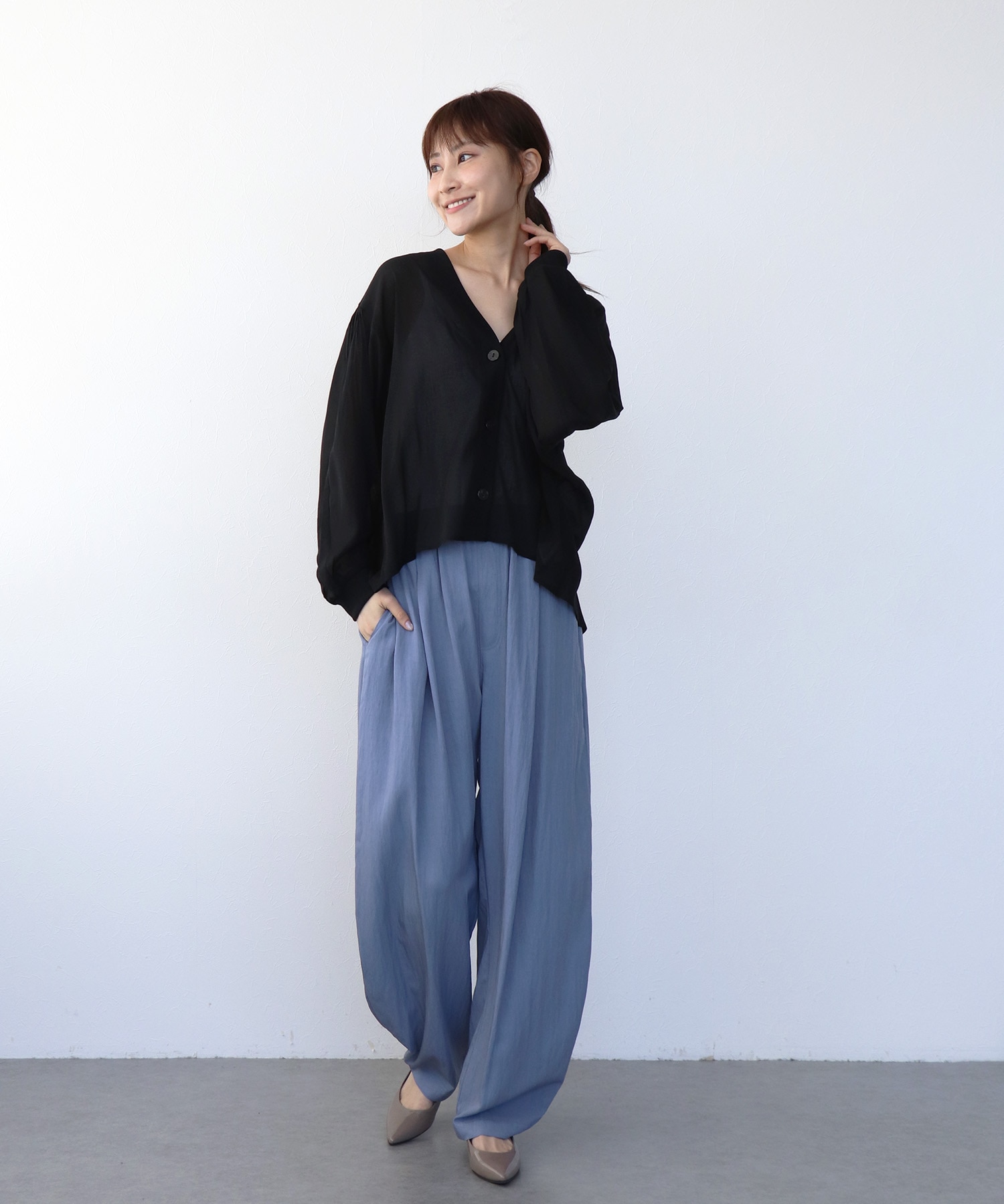 麻調シアリーボイルシャツ