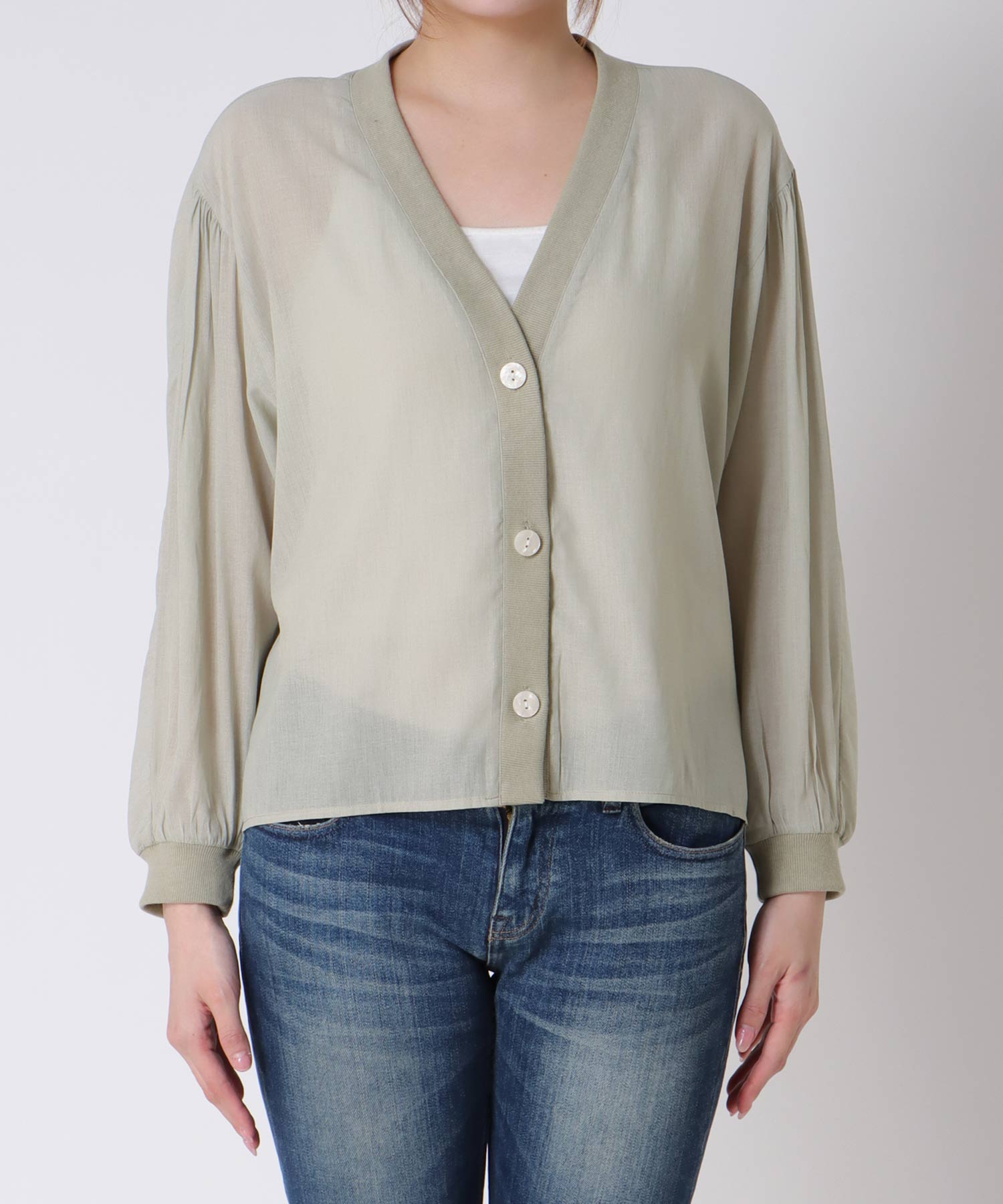 麻調シアリーボイルシャツ