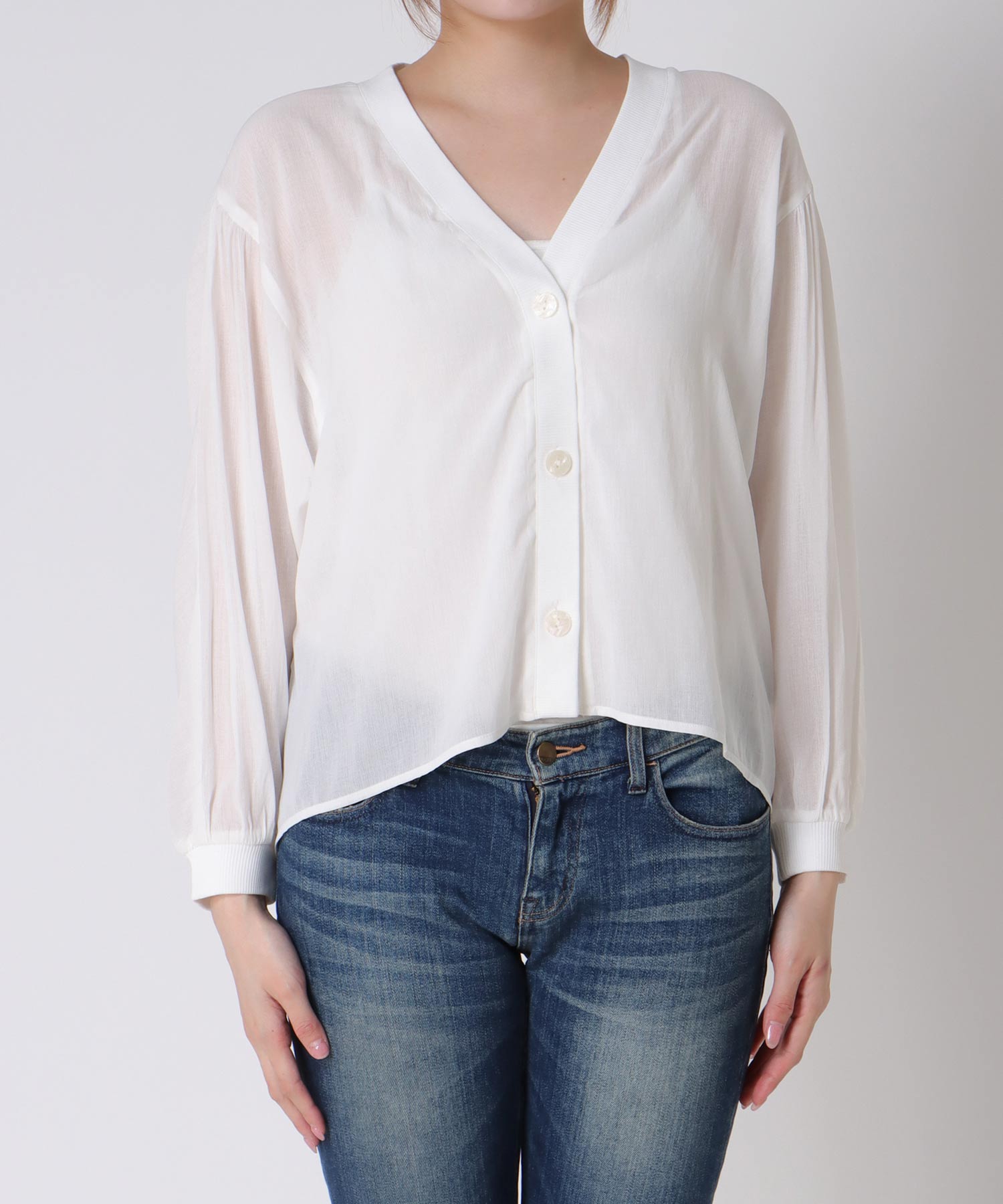 麻調シアリーボイルシャツ