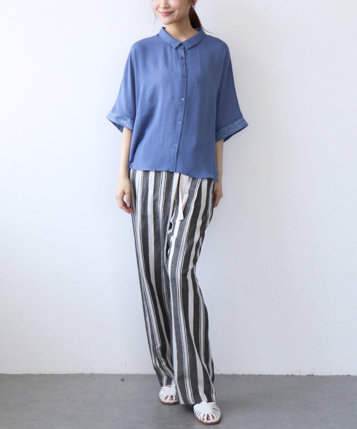 ポリワッシャーカルゼドルマンシャツ