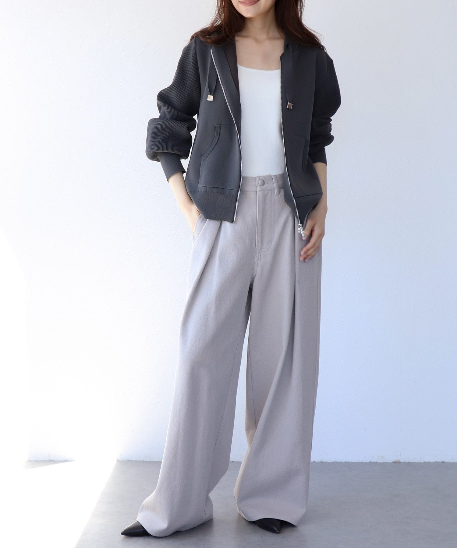 フードニットパーカー