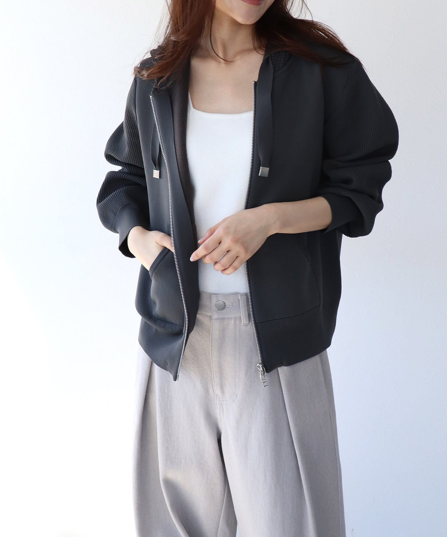 フードニットパーカー