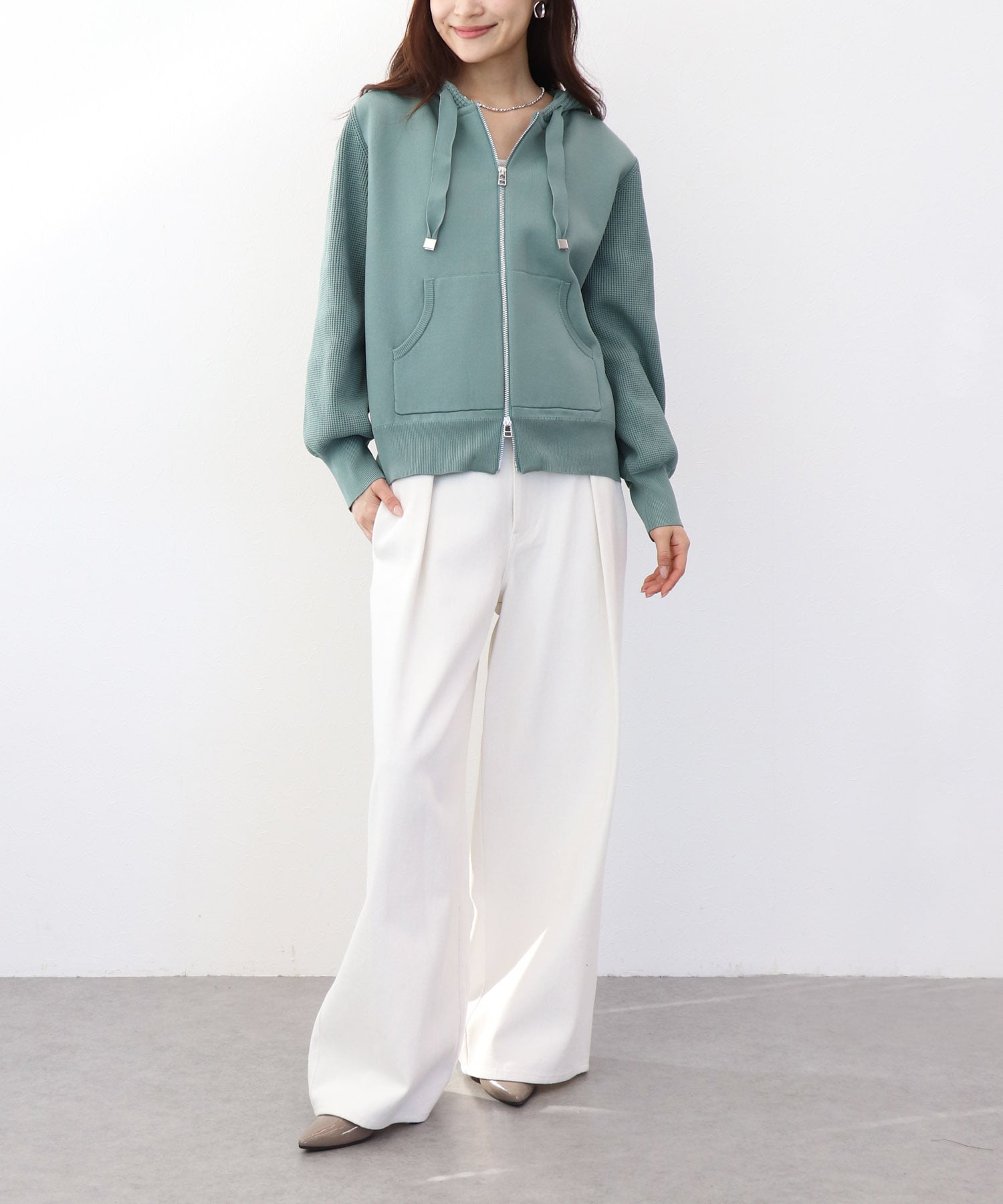 フードニットパーカー