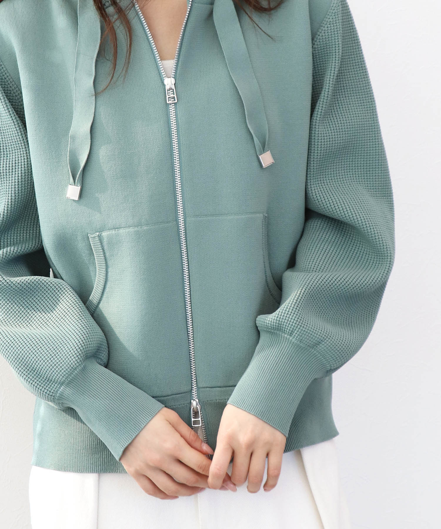 フードニットパーカー