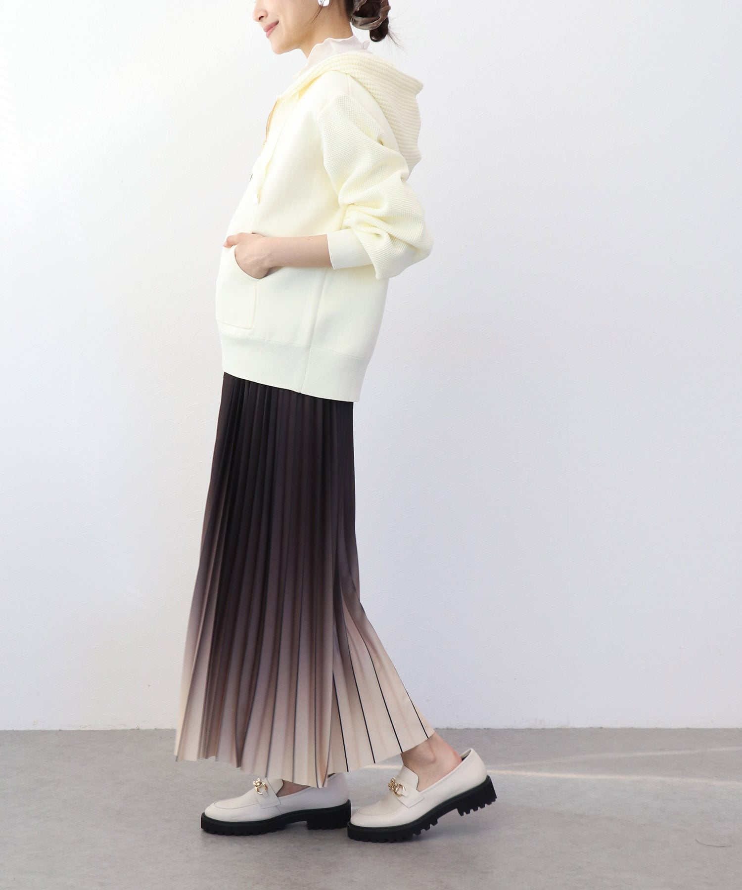 フードニットパーカー