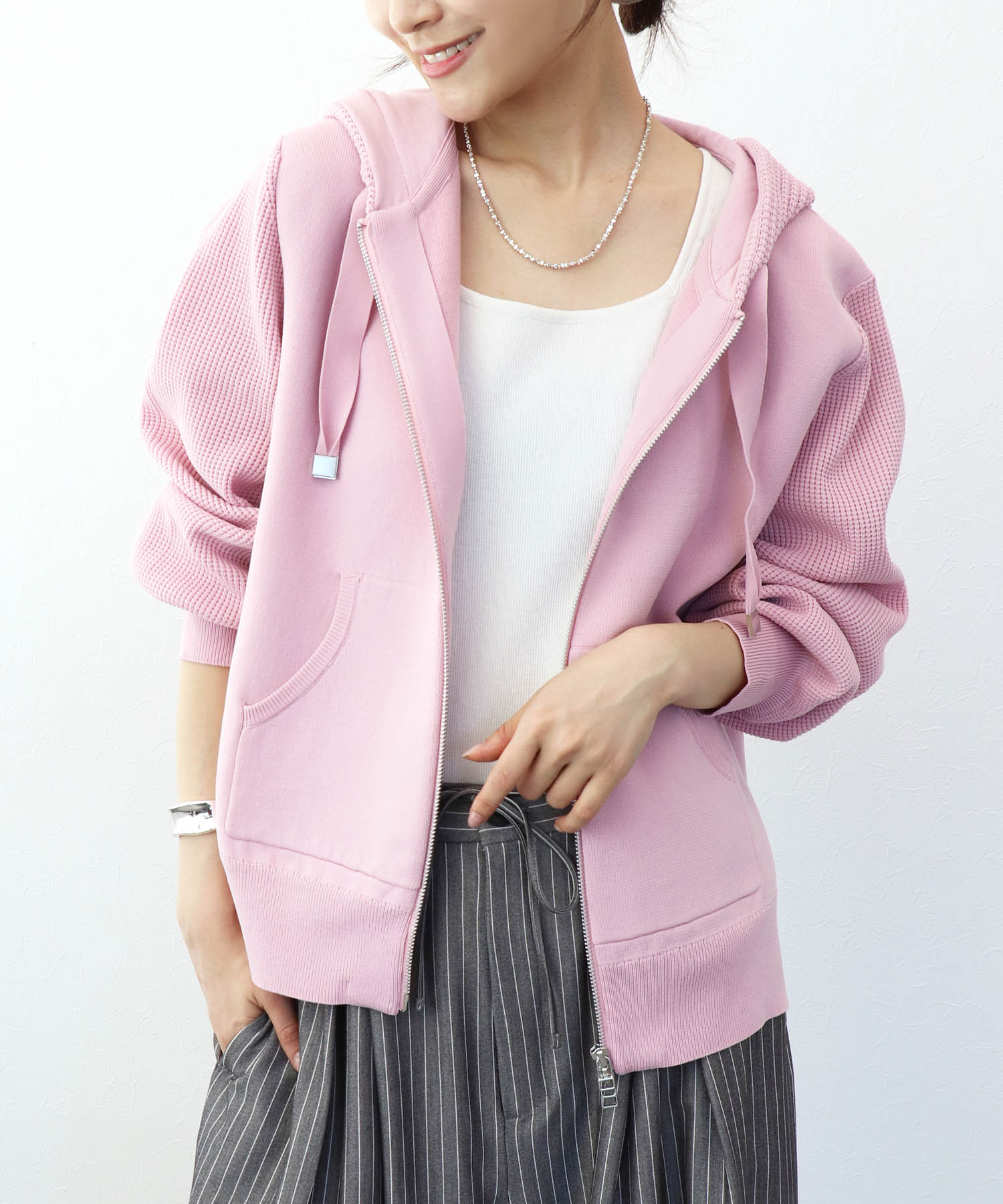 フードニットパーカー