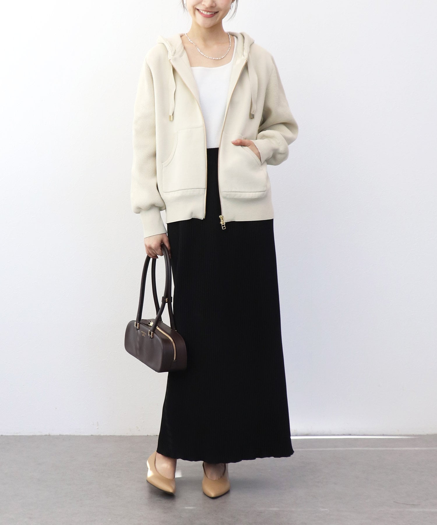 フードニットパーカー