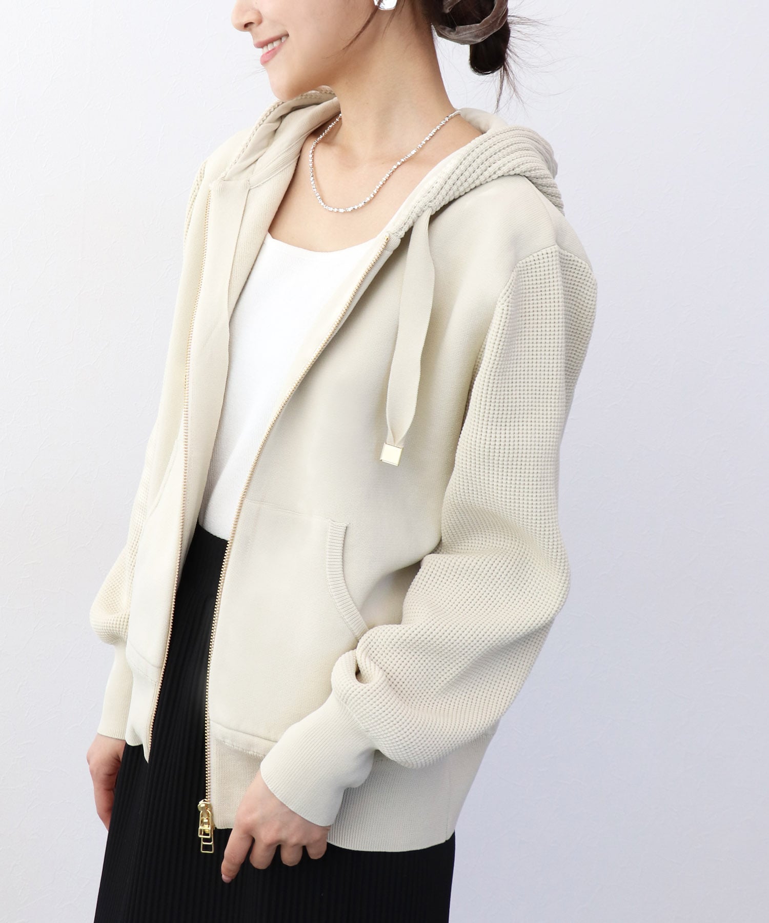 フードニットパーカー