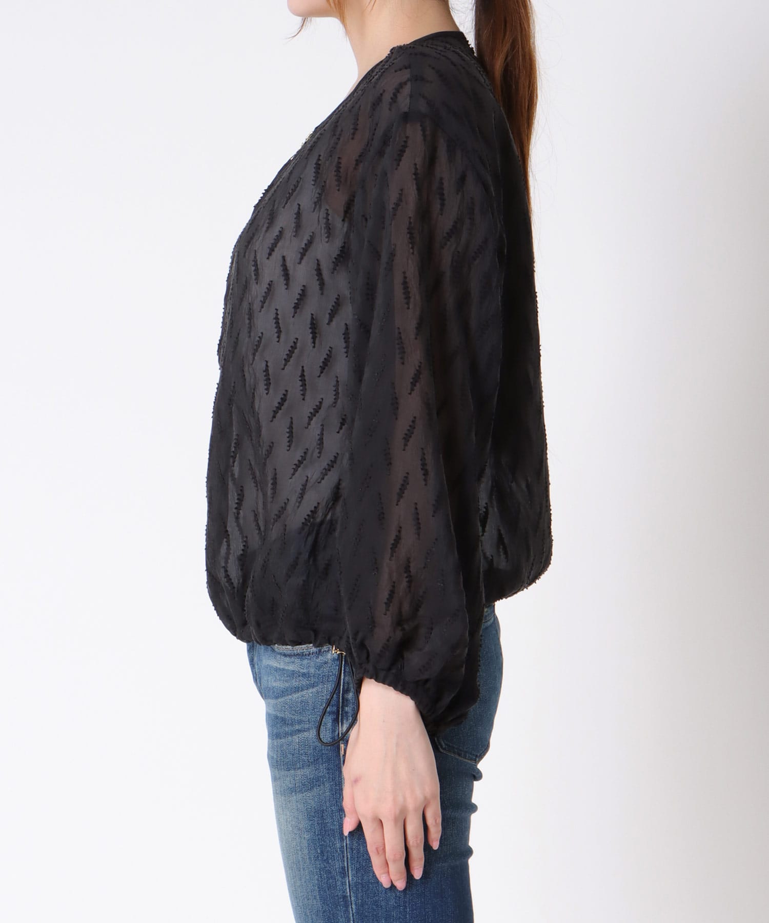 シアー幾何ジャガードブルゾン