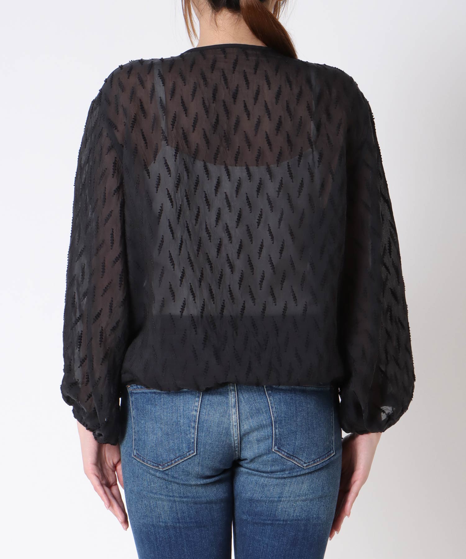 シアー幾何ジャガードブルゾン