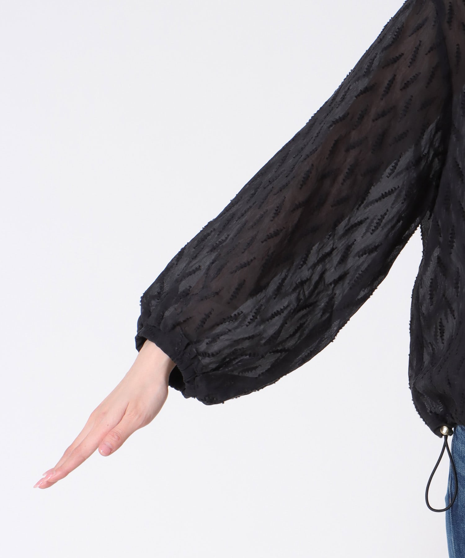 シアー幾何ジャガードブルゾン