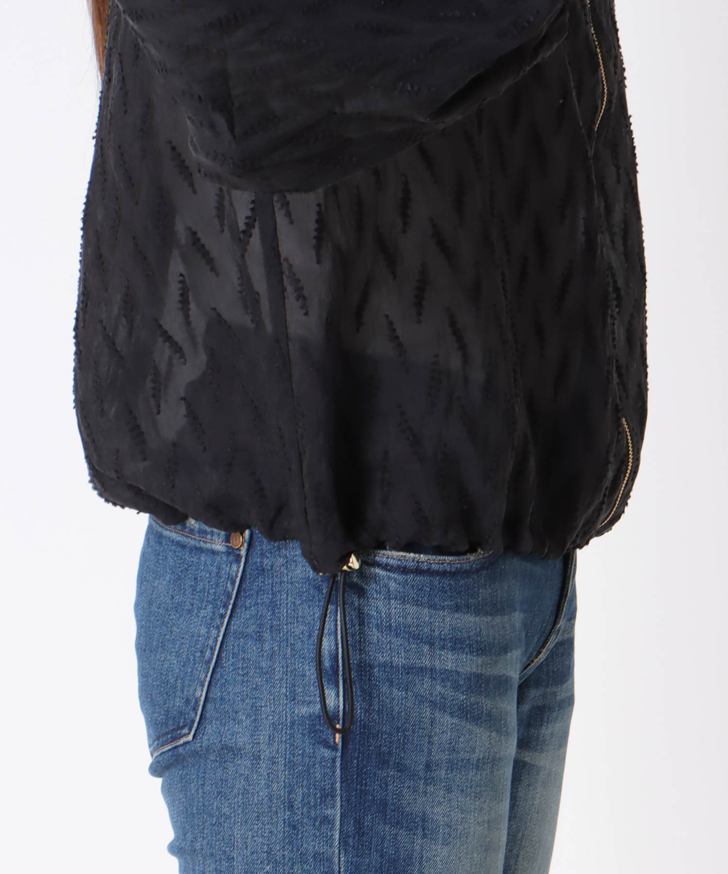 シアー幾何ジャガードブルゾン