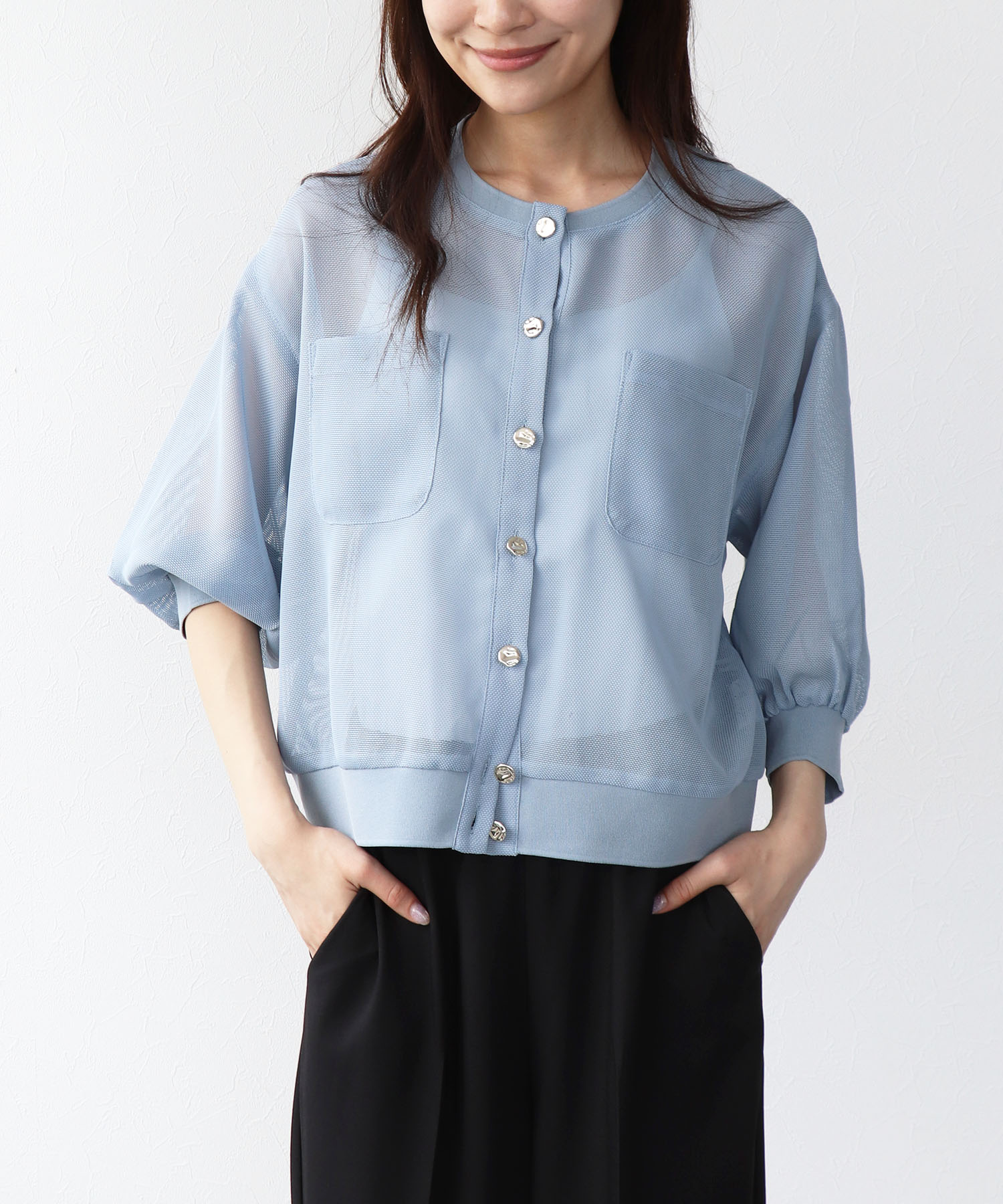 カラミメッシュブルゾン