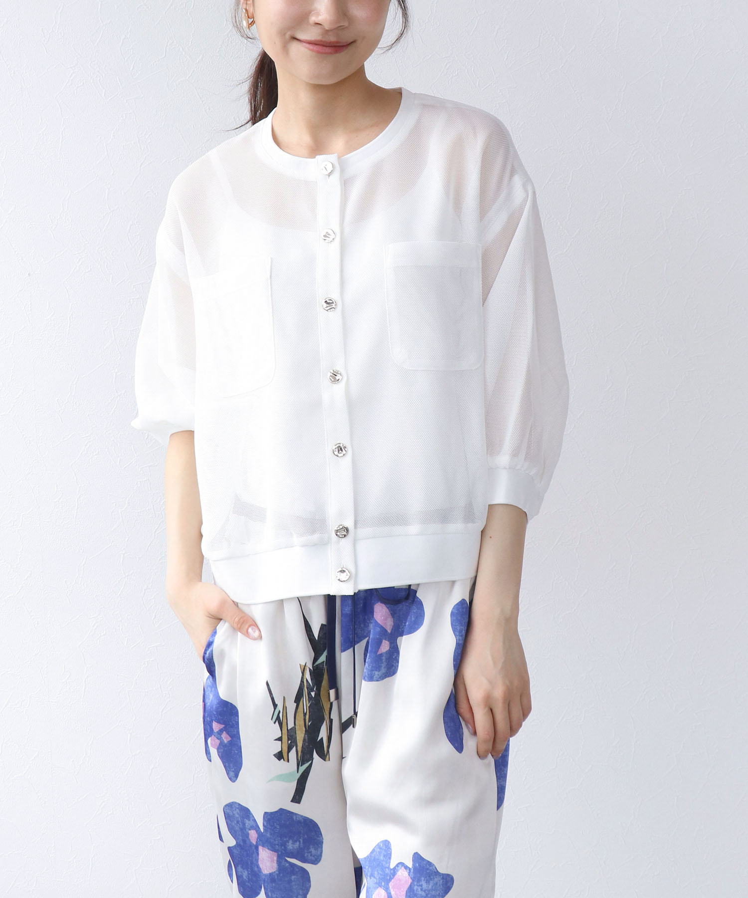 カラミメッシュブルゾン