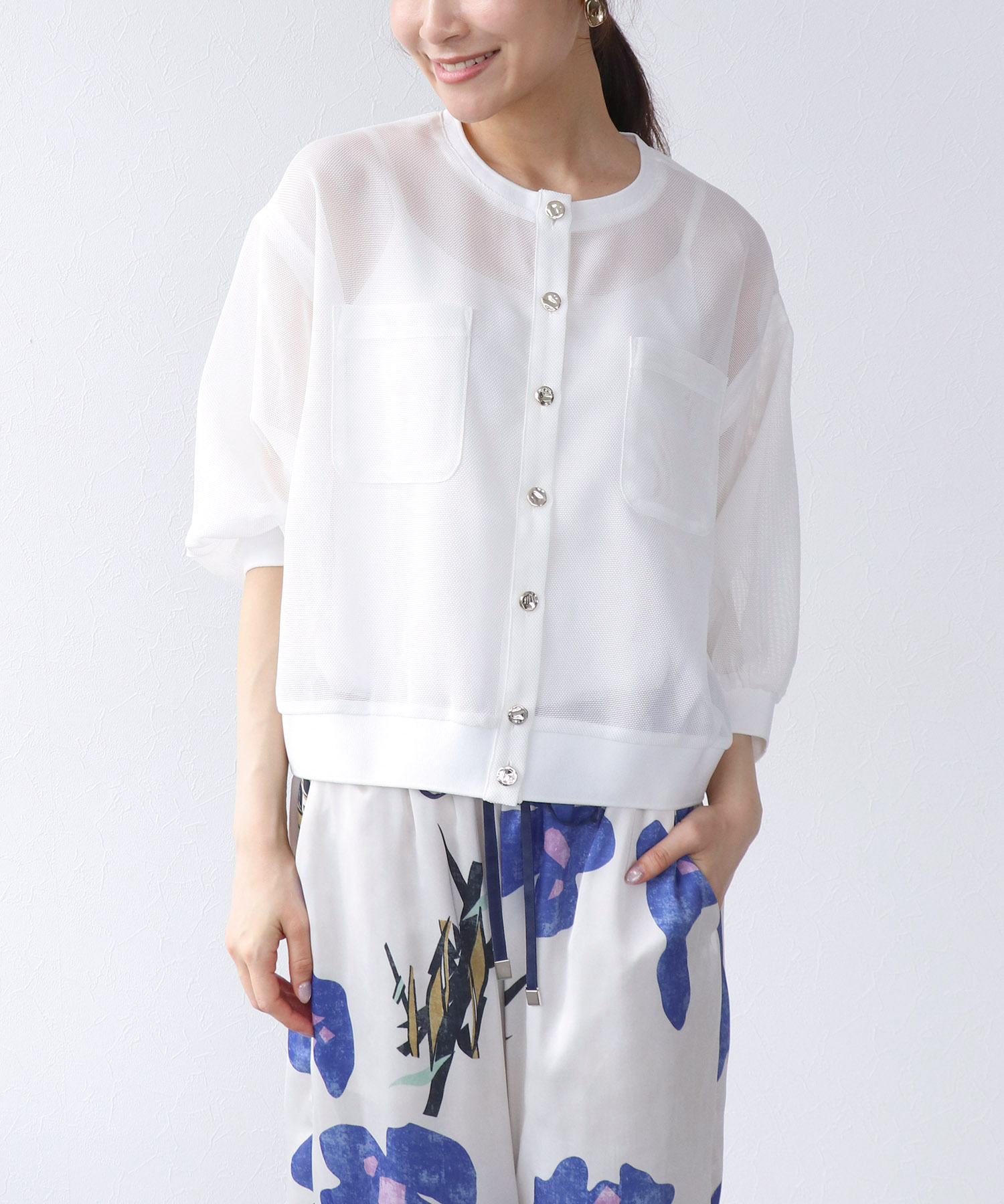 カラミメッシュブルゾン