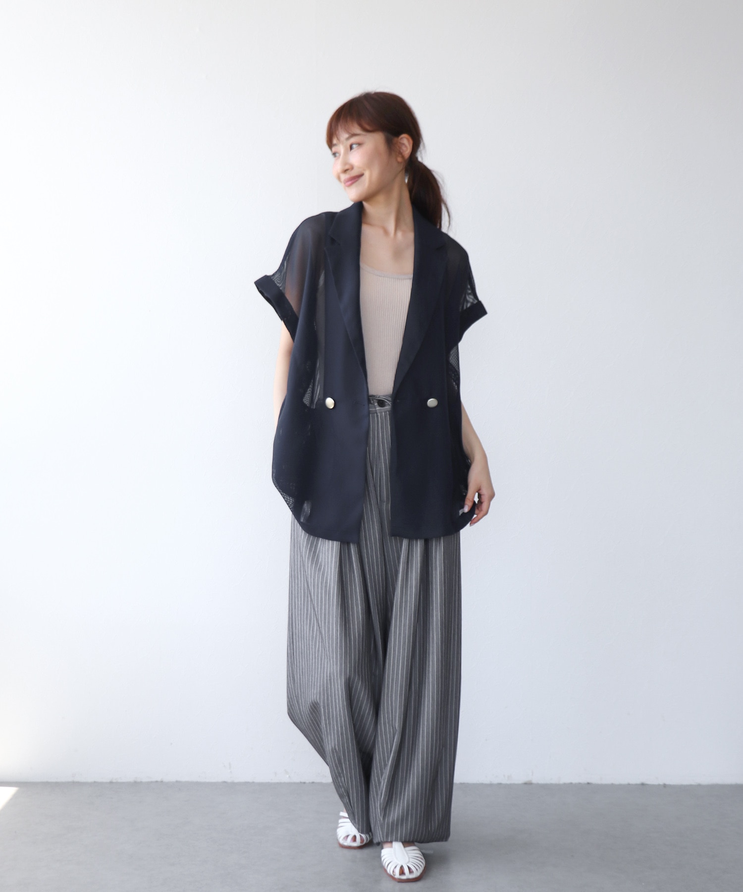 カラミメッシュ半袖ジャケット