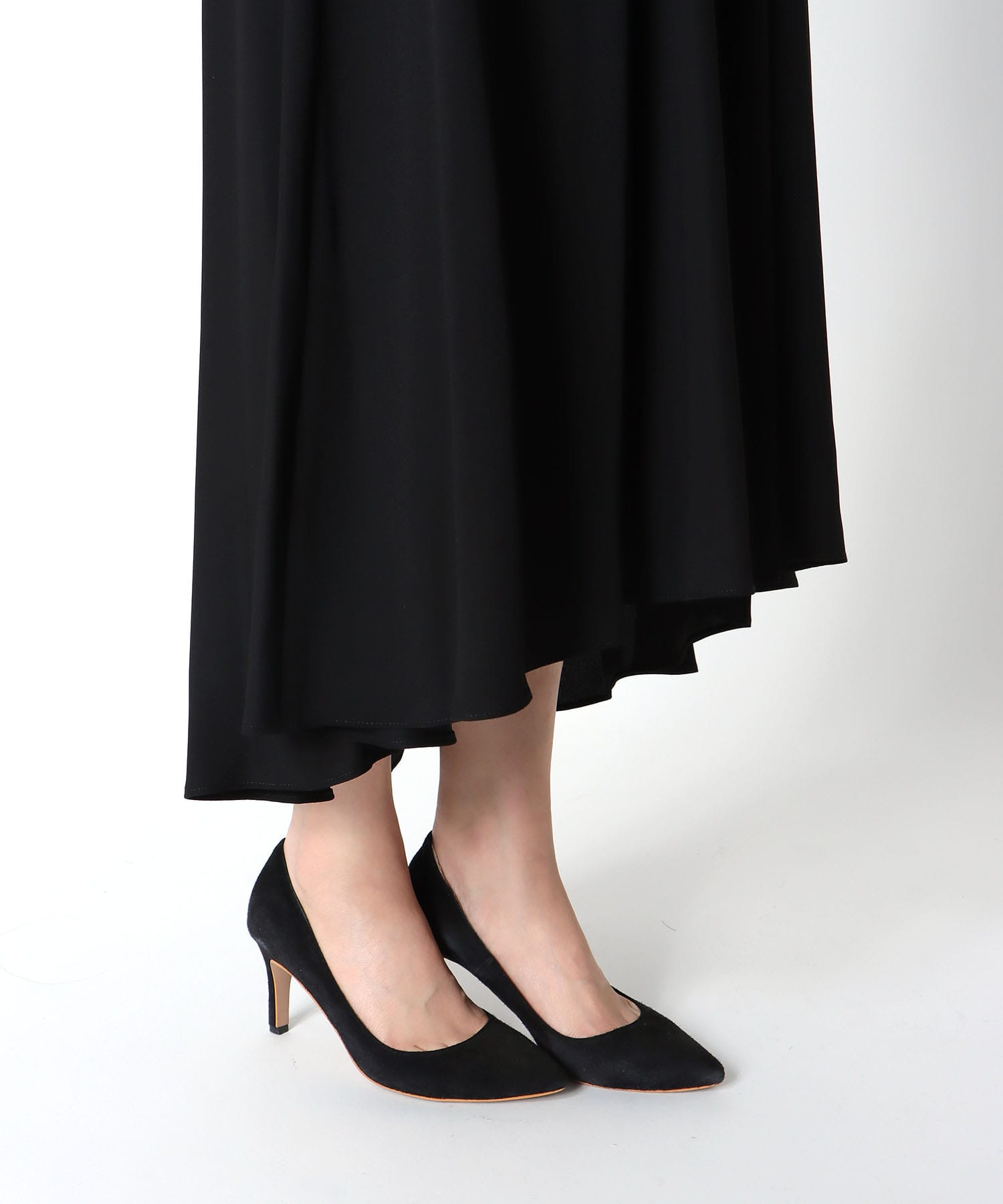 ウエストタック袖ドットチュールワンピース