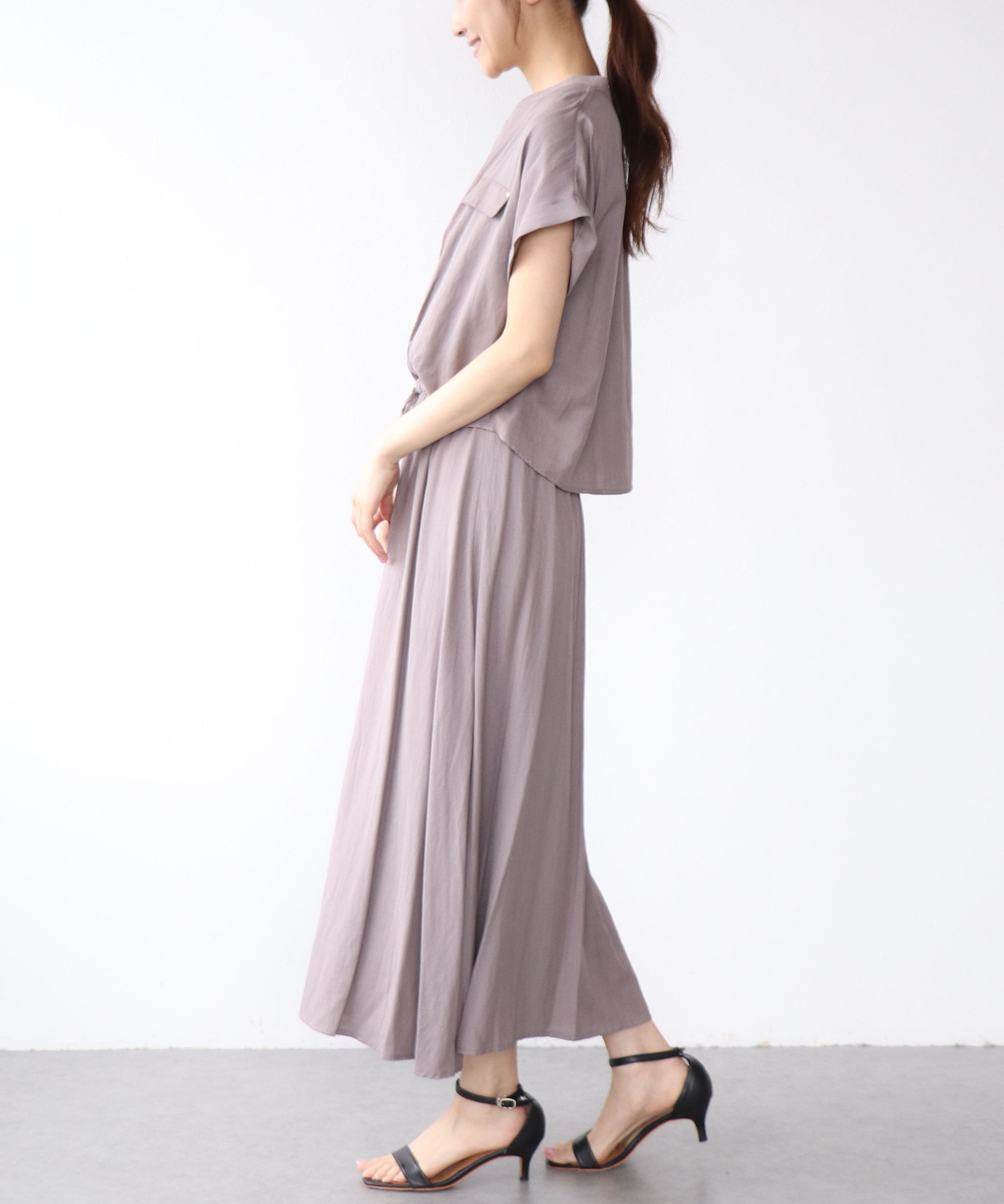 麻調合繊セパレート風ワンピース