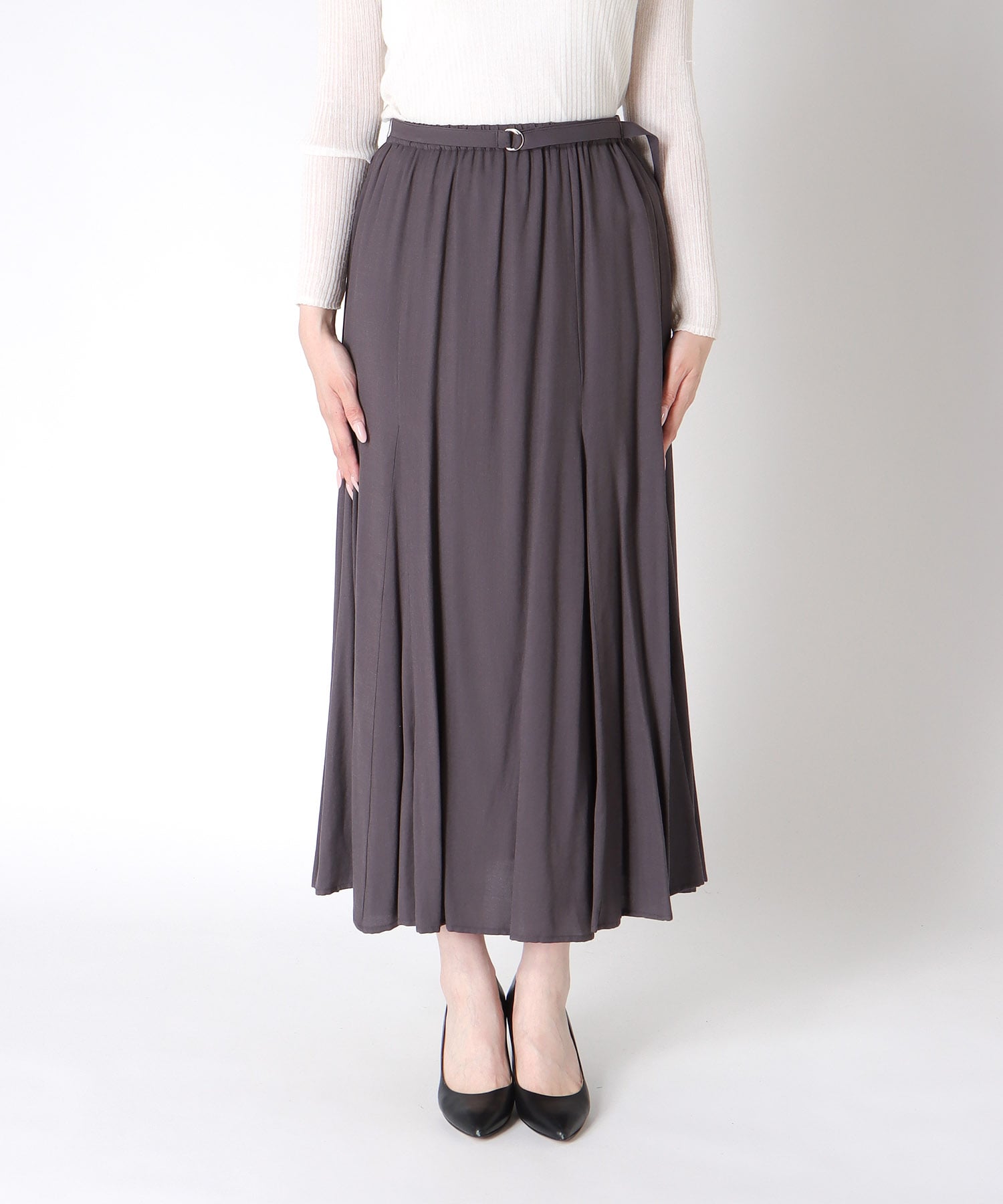麻調合繊Aラインフレアスカート