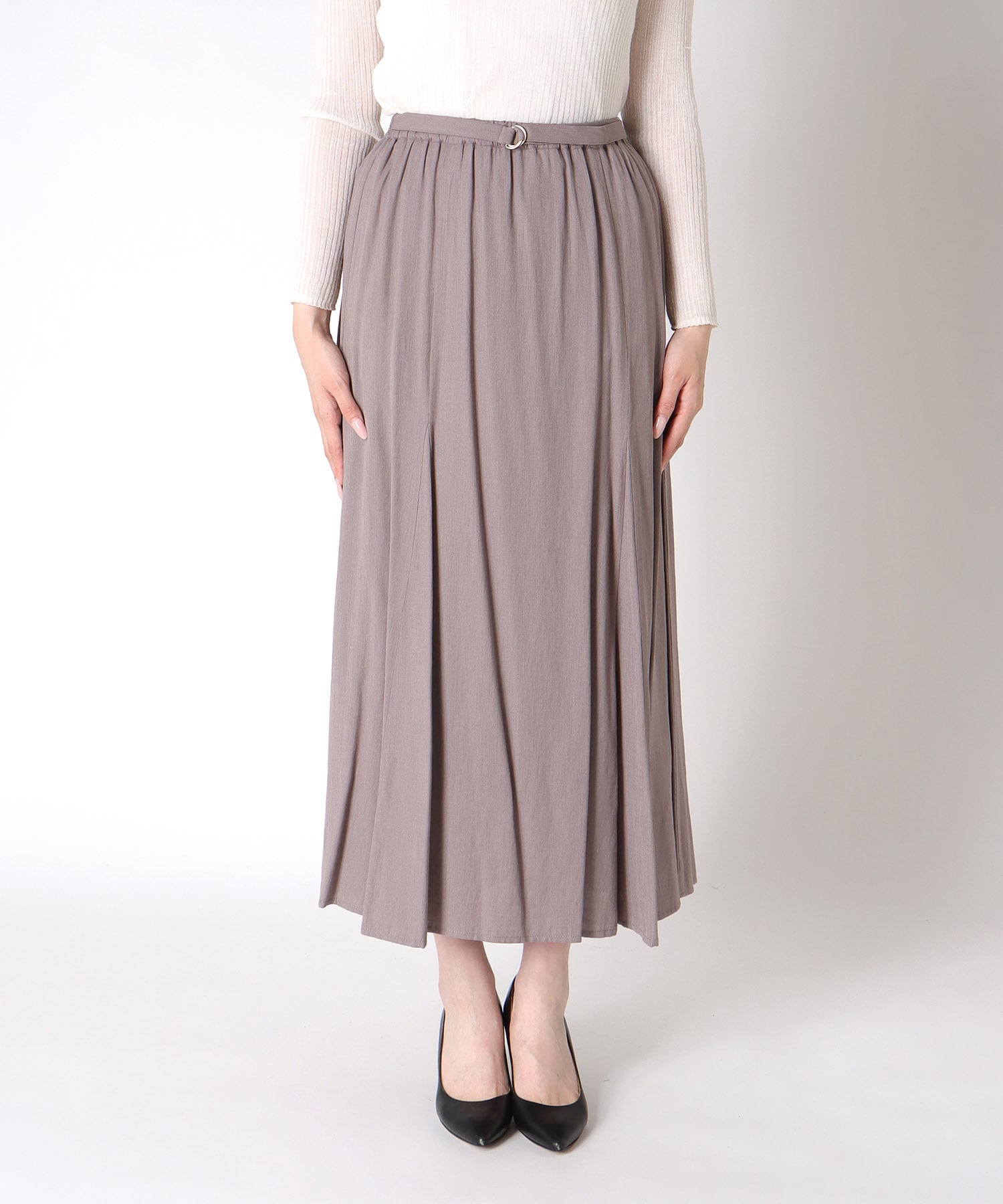 麻調合繊Aラインフレアスカート