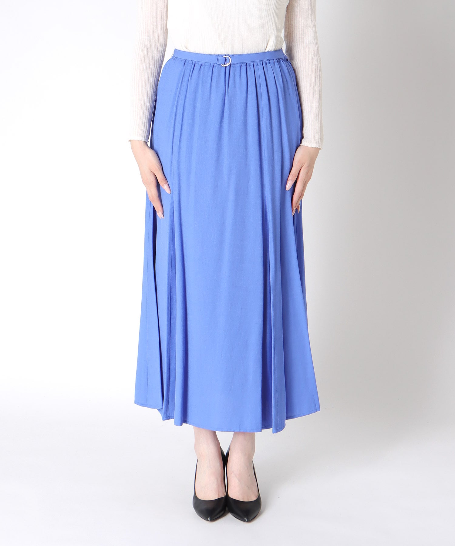 麻調合繊Aラインフレアスカート