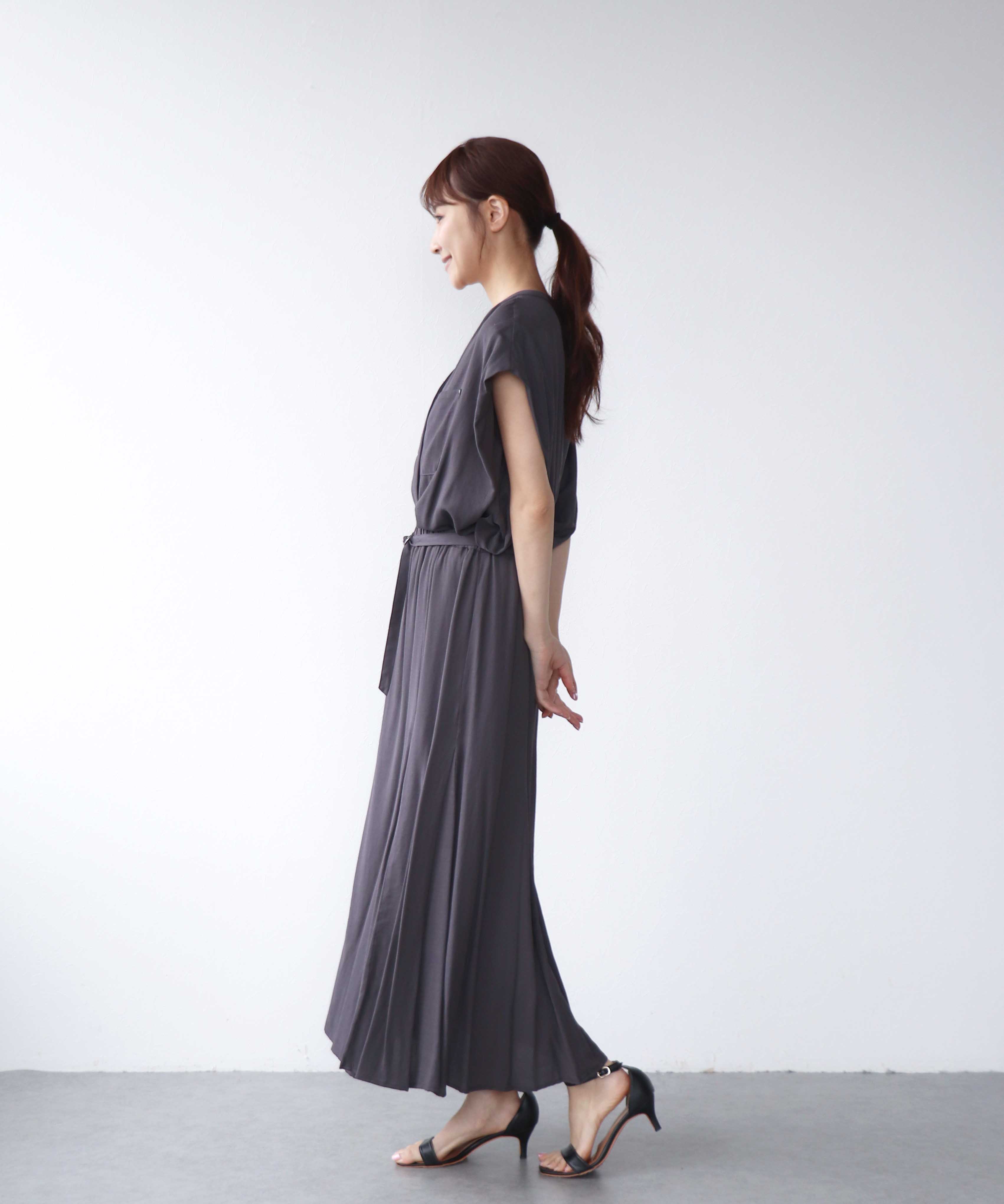 麻調合繊Aラインフレアスカート