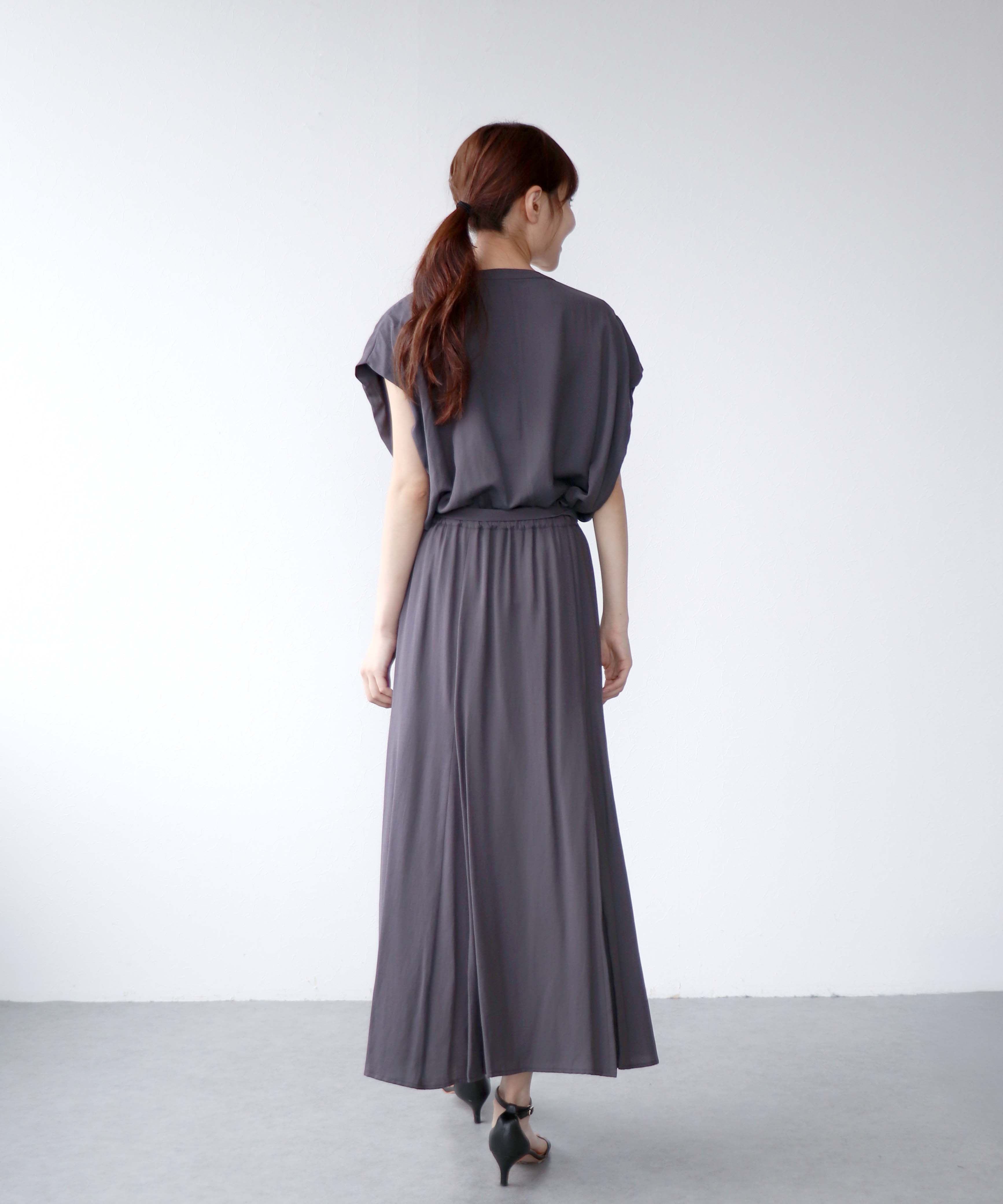 麻調合繊Aラインフレアスカート