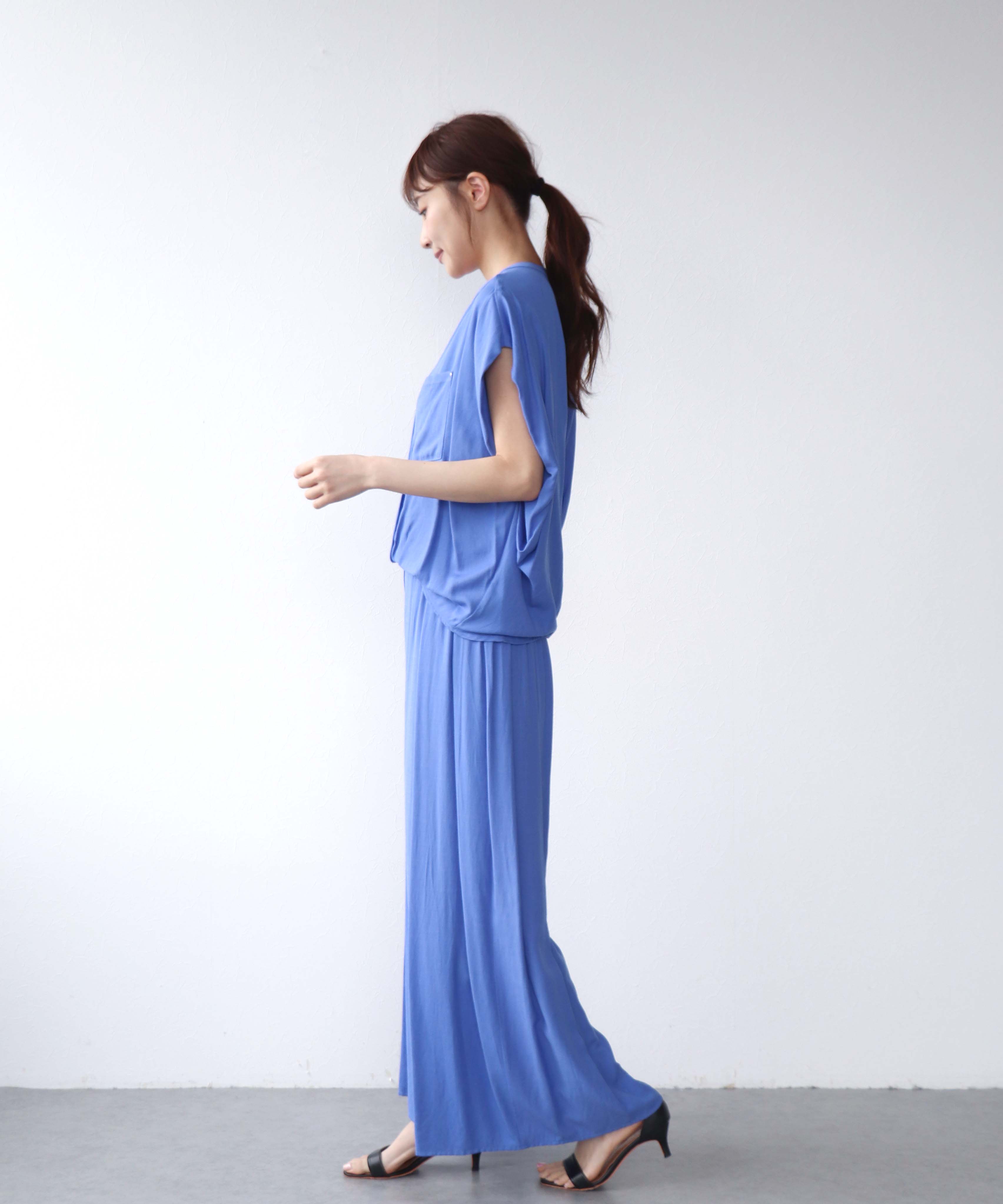 麻調合繊タックワイドパンツ
