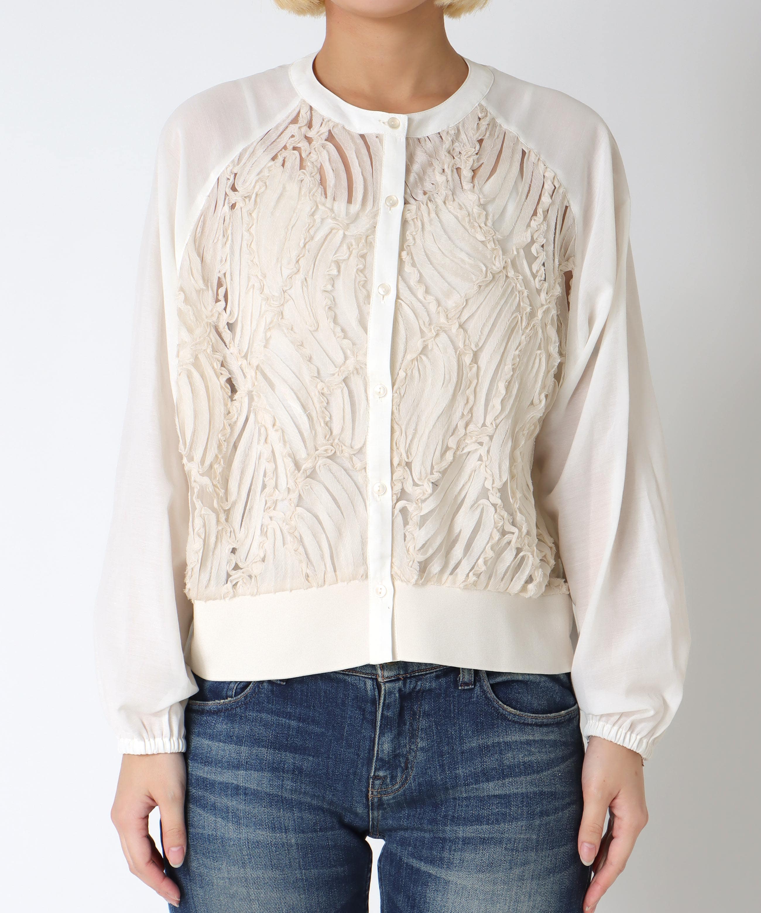 テープ刺繍レースカーディガン