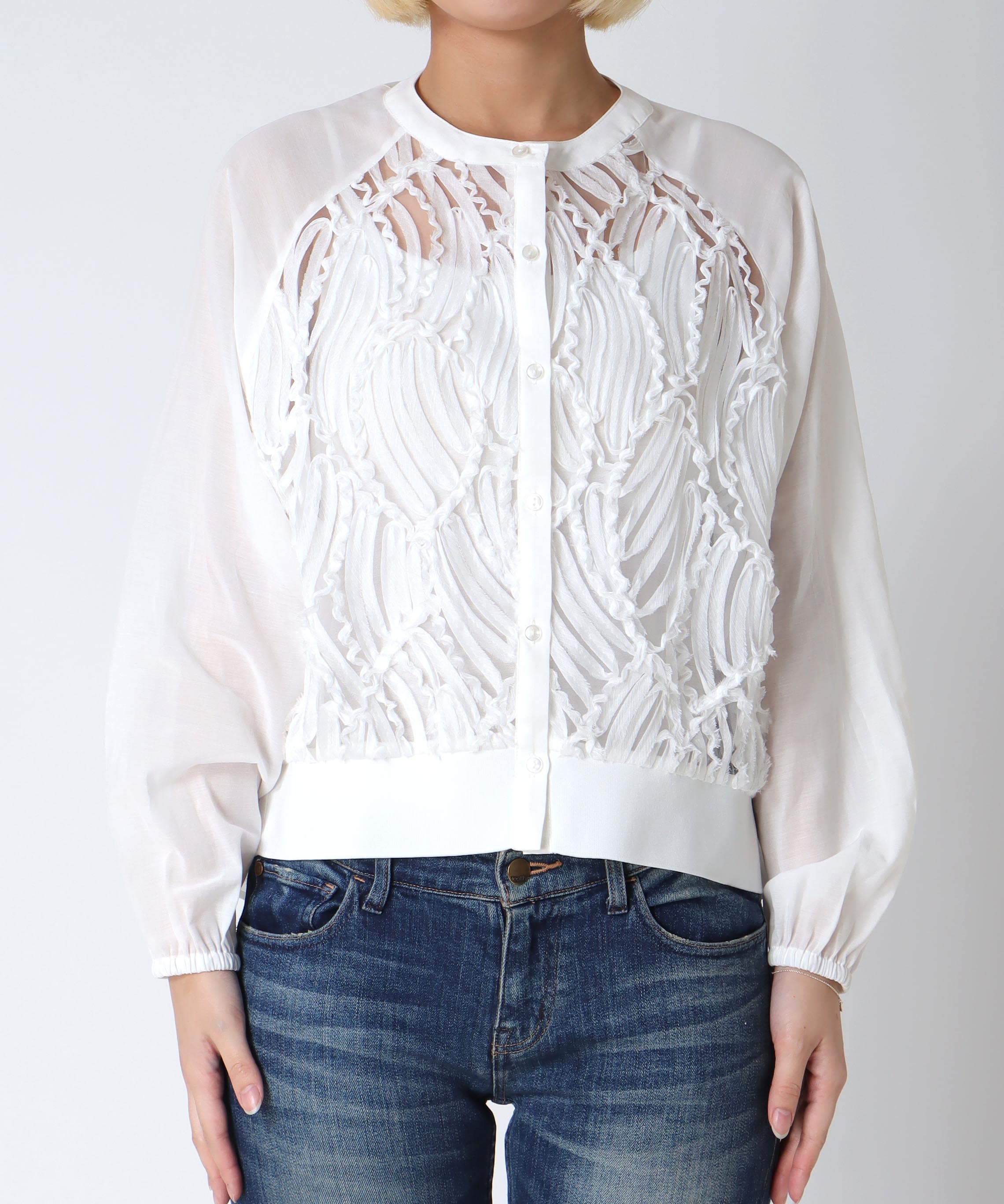 テープ刺繍レースカーディガン