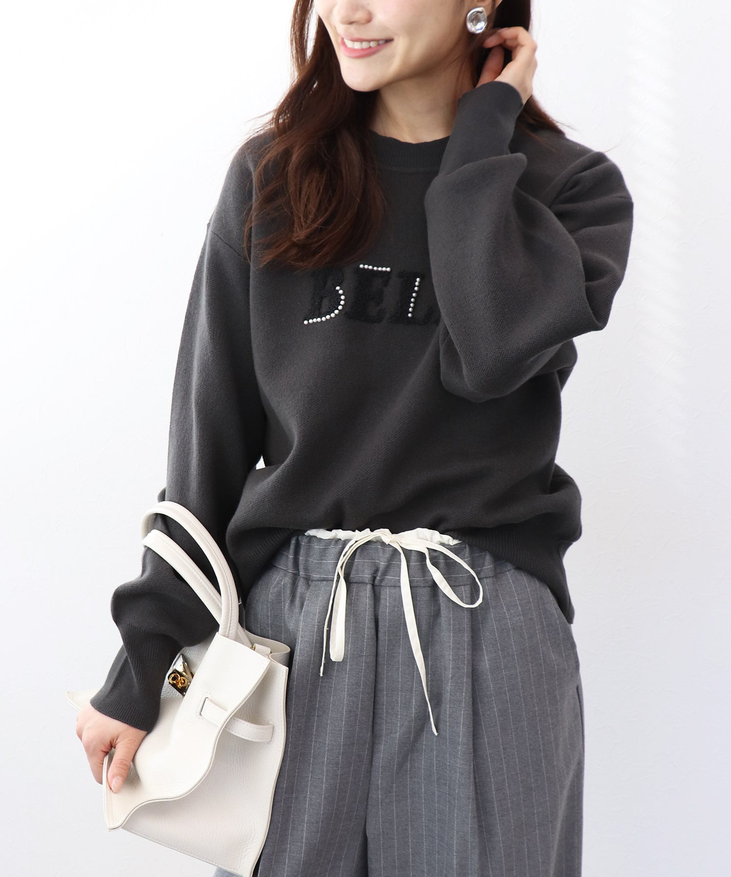 サガラ刺繍コットンスウェットニット