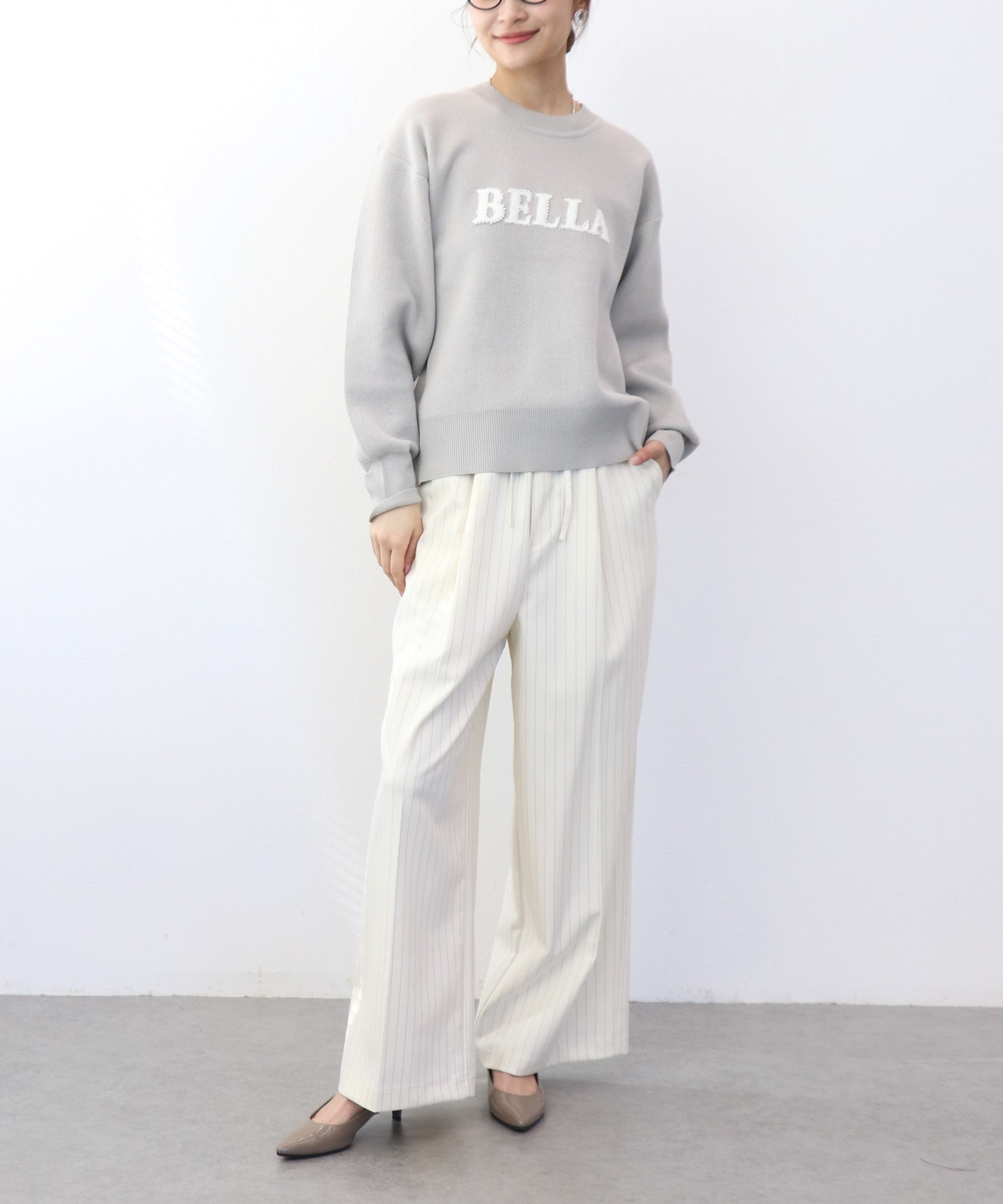 サガラ刺繍コットンスウェットニット