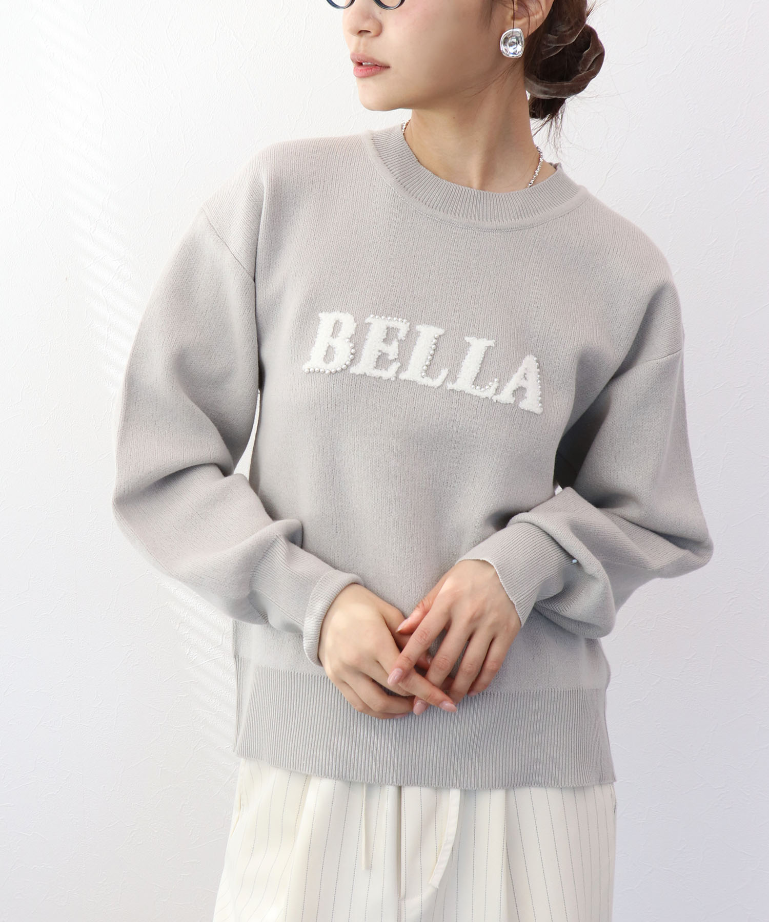 サガラ刺繍コットンスウェットニット