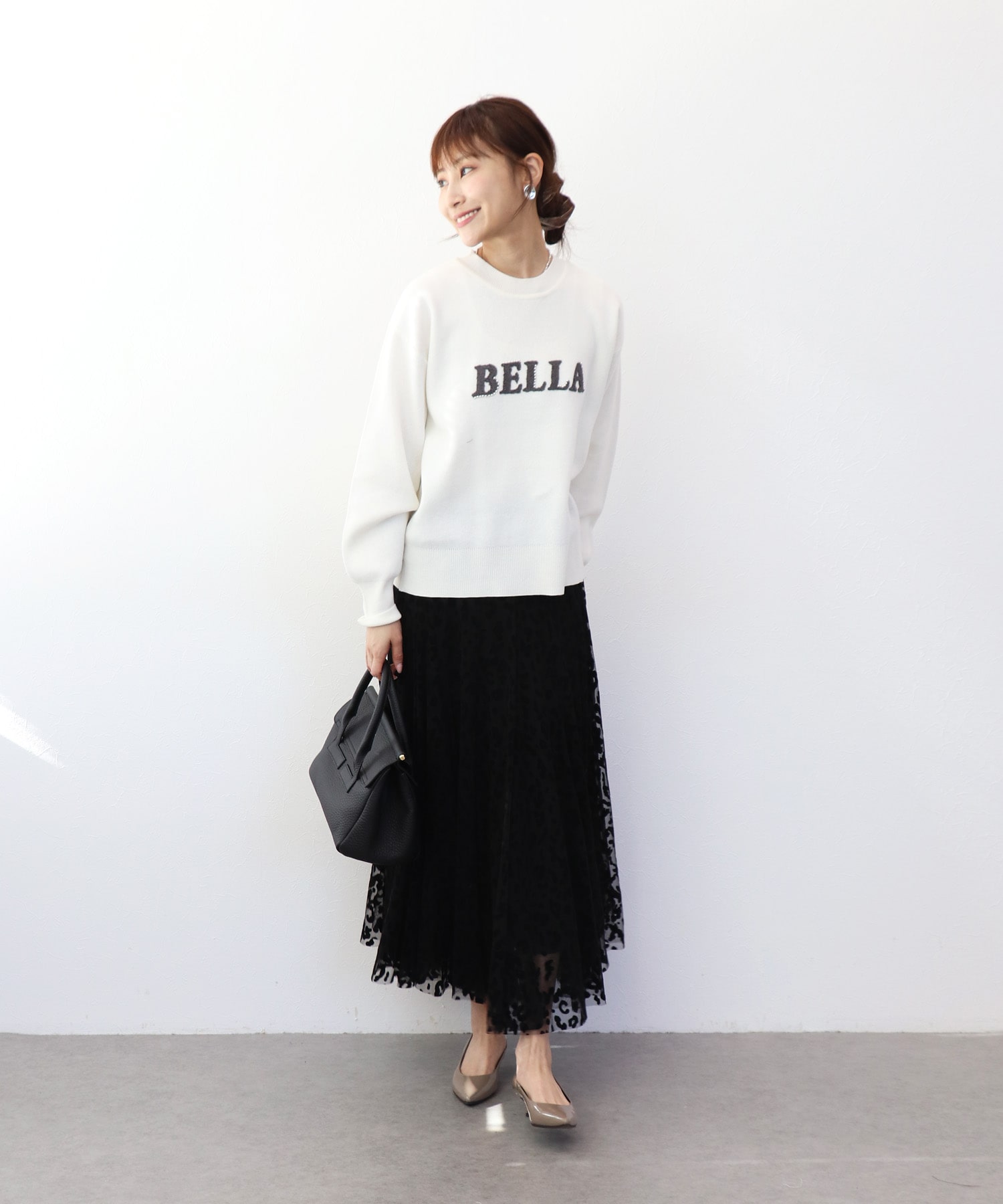 サガラ刺繍コットンスウェットニット