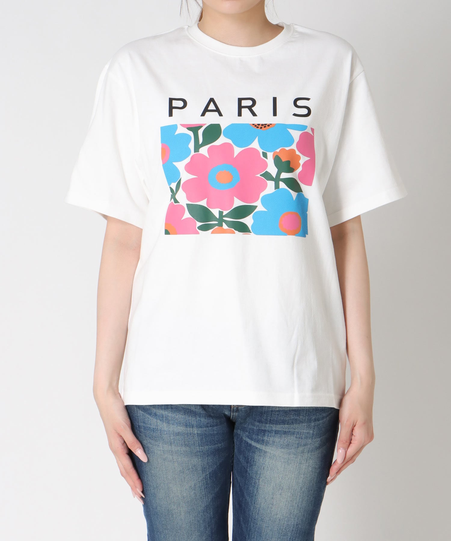 フラワープリントTシャツ