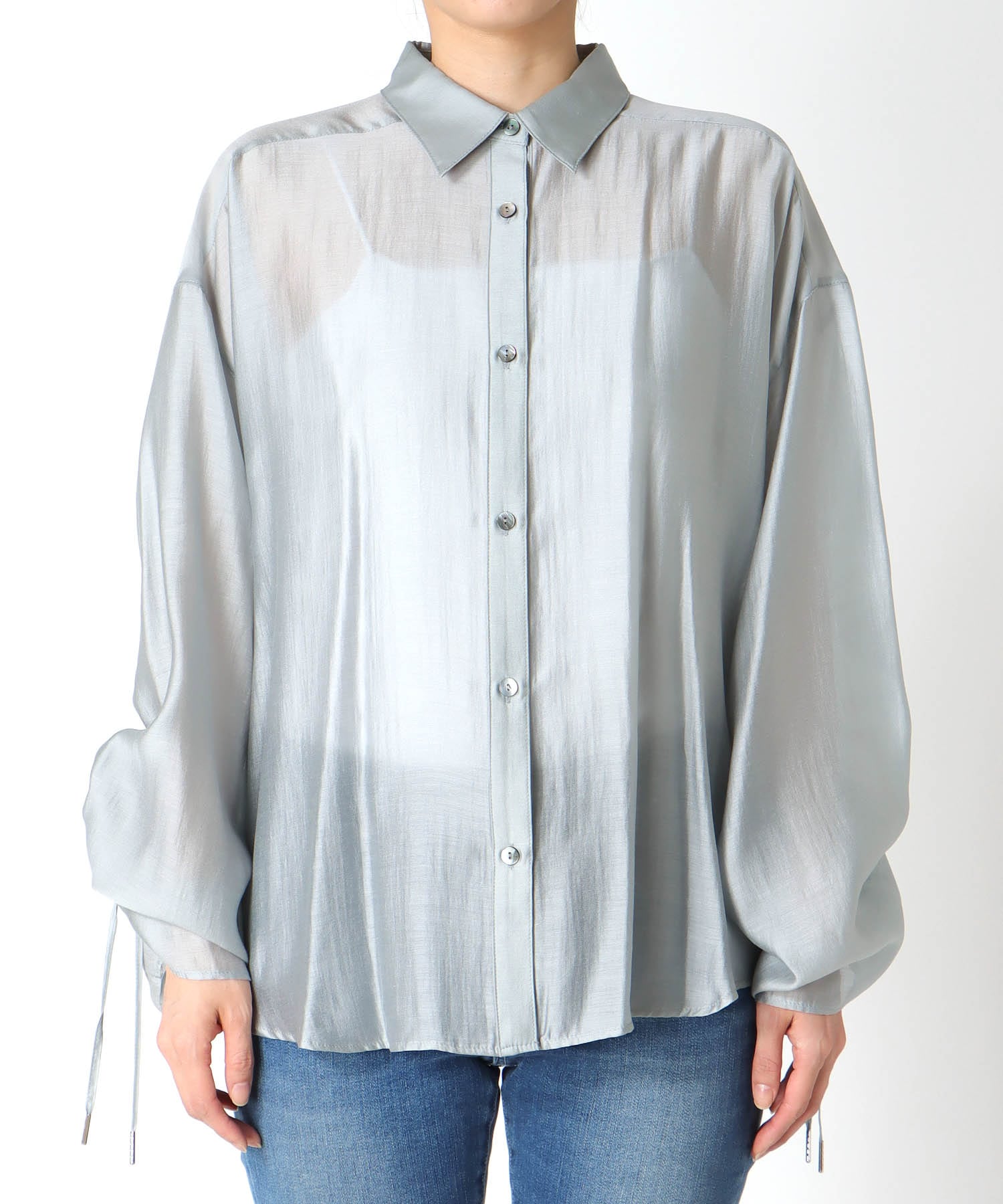 バックフレアギャザーブラウス