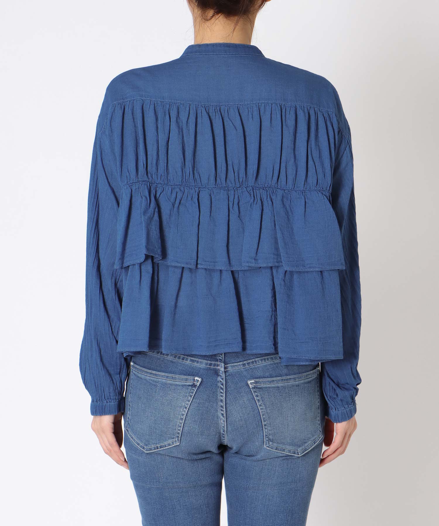 シアーデニムティアードブラウス