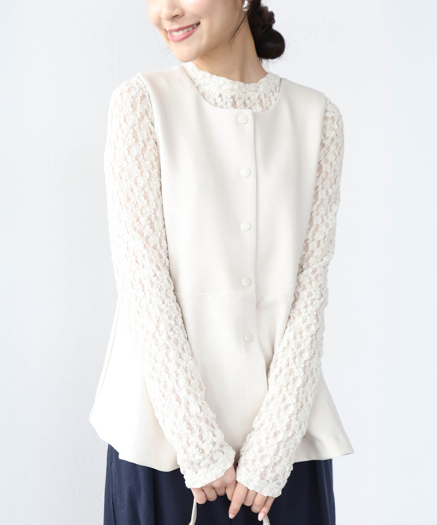 2wayジャージーペプラムベスト