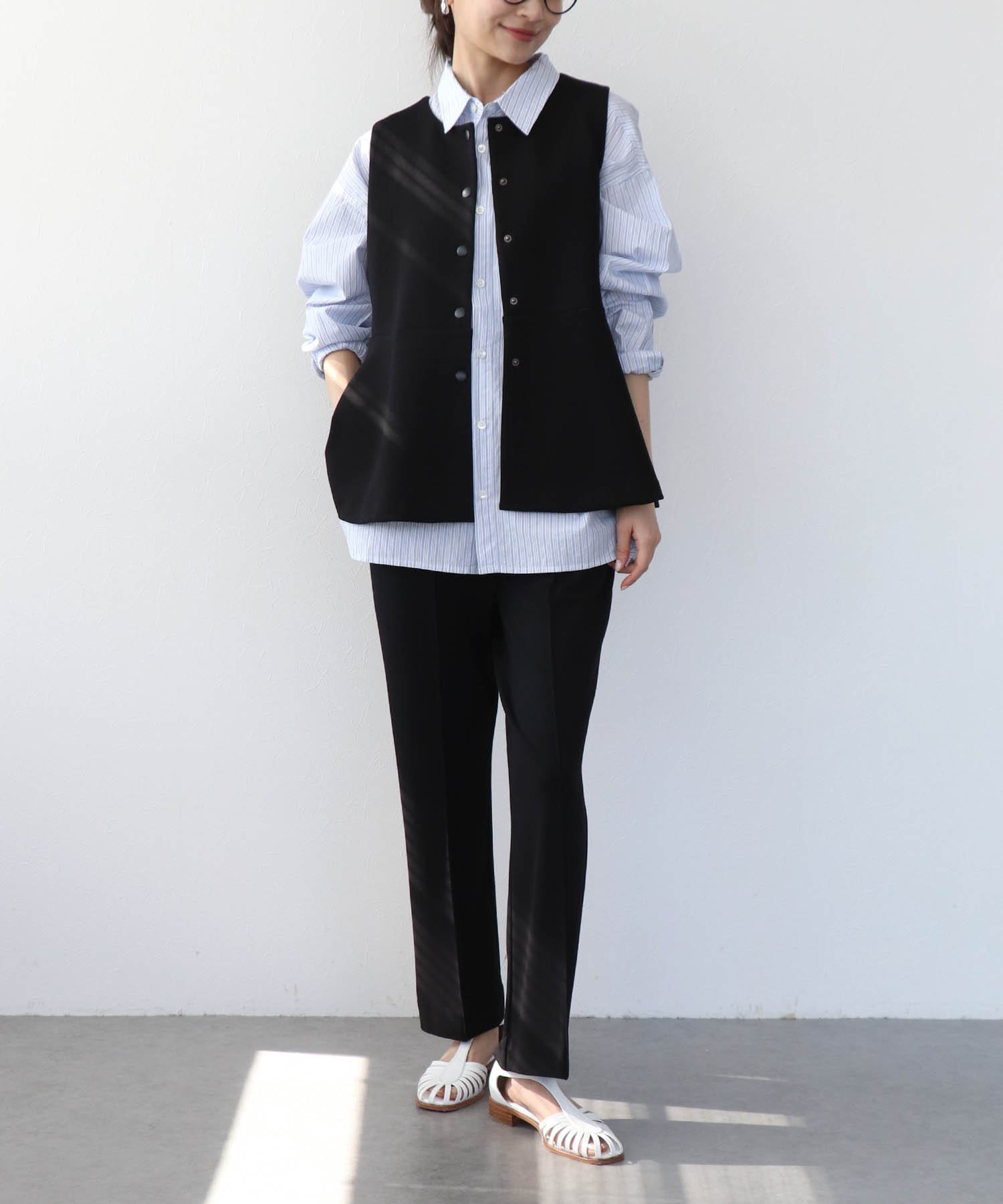 2wayジャージーペプラムベスト