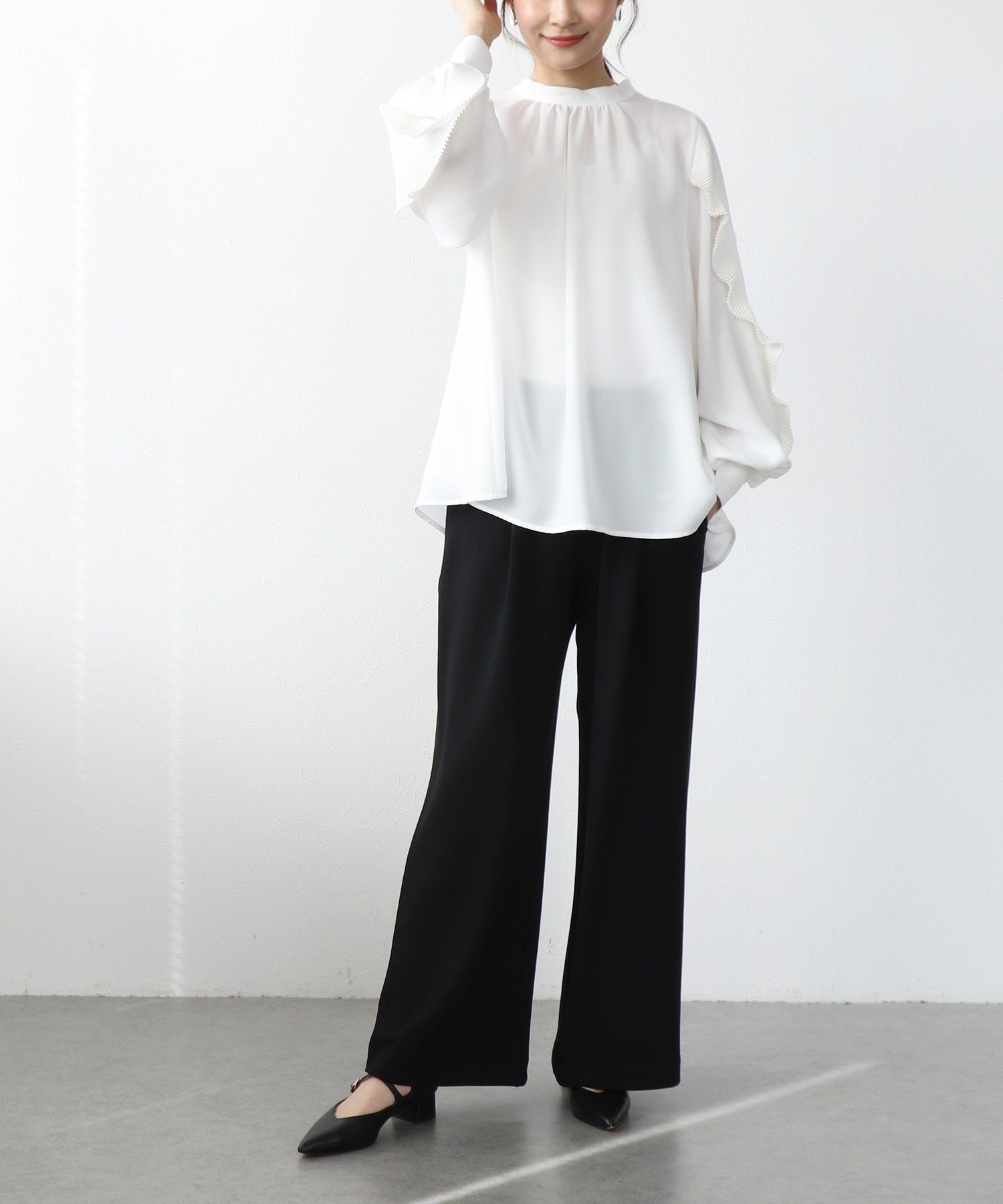 綺麗見えジャージーワイドパンツ