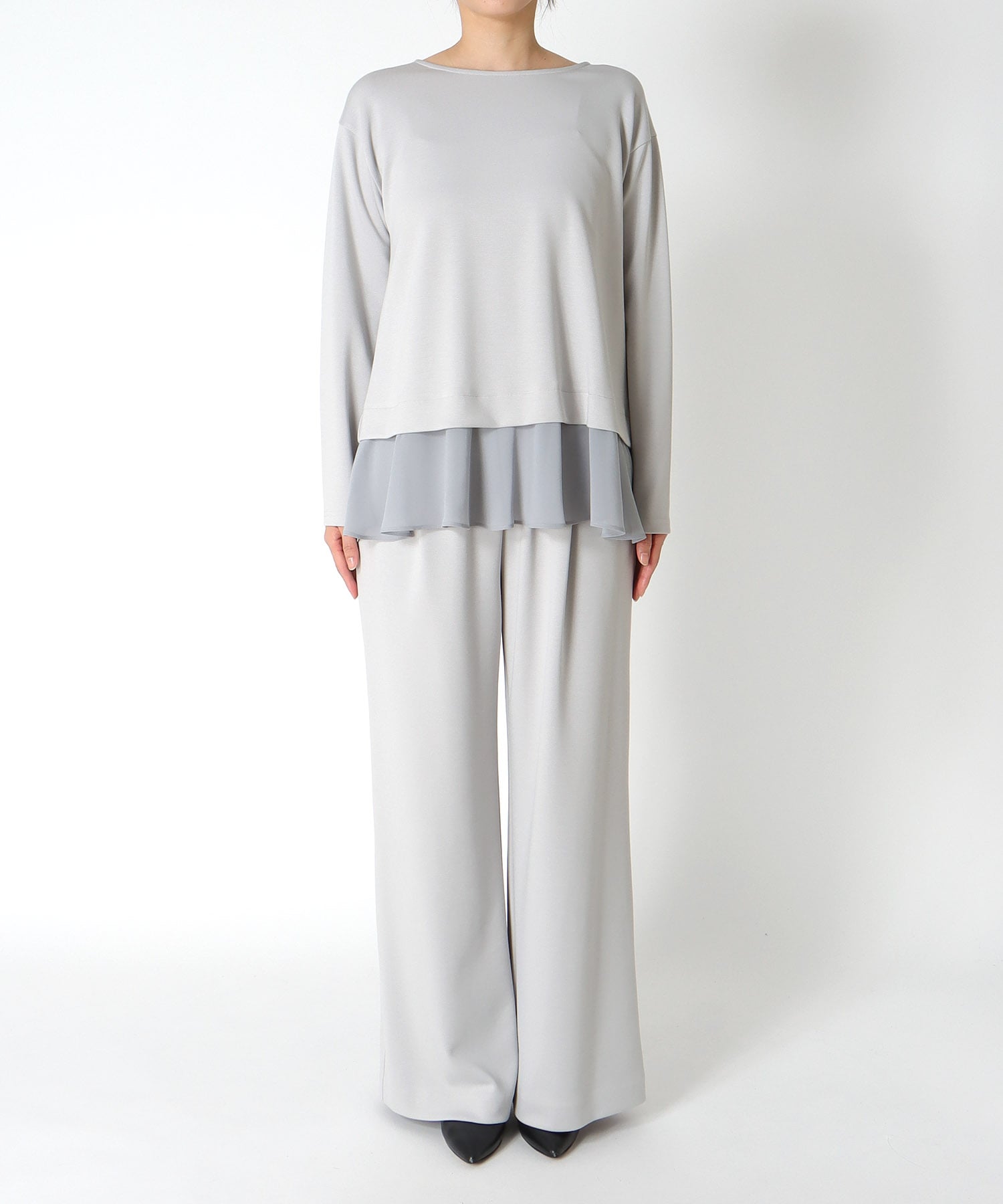 綺麗見えジャージーワイドパンツ