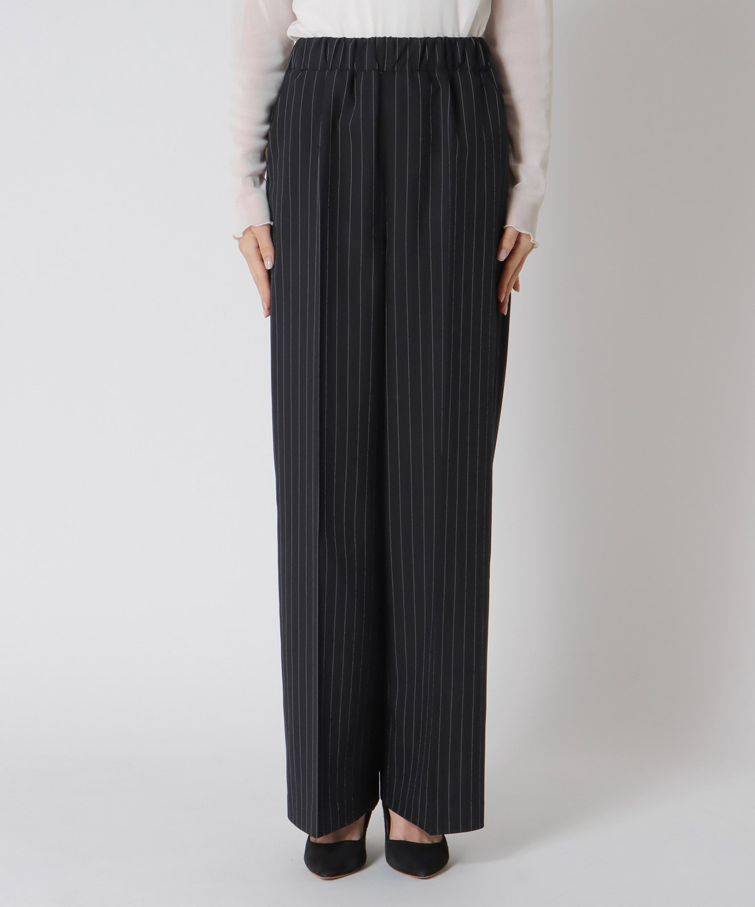 ピンストライプワイドパンツ