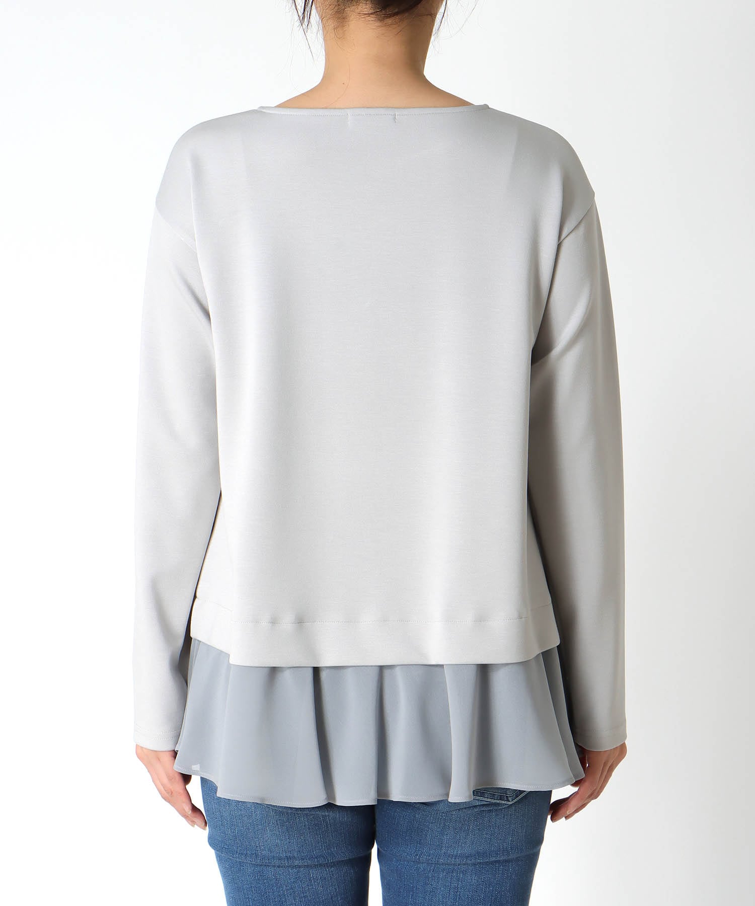 綺麗見えジャージーヘムフリルトップス