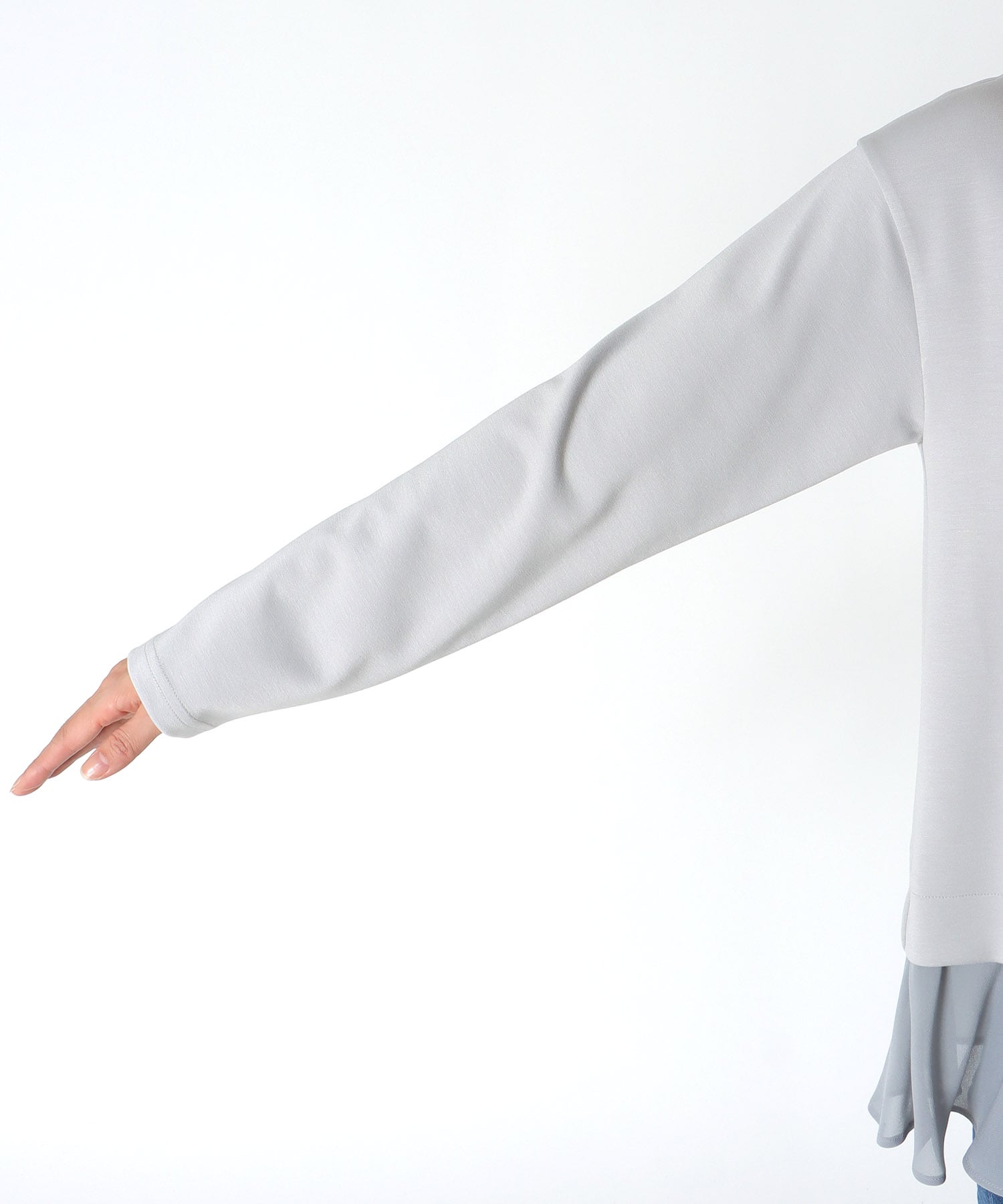 綺麗見えジャージーヘムフリルトップス