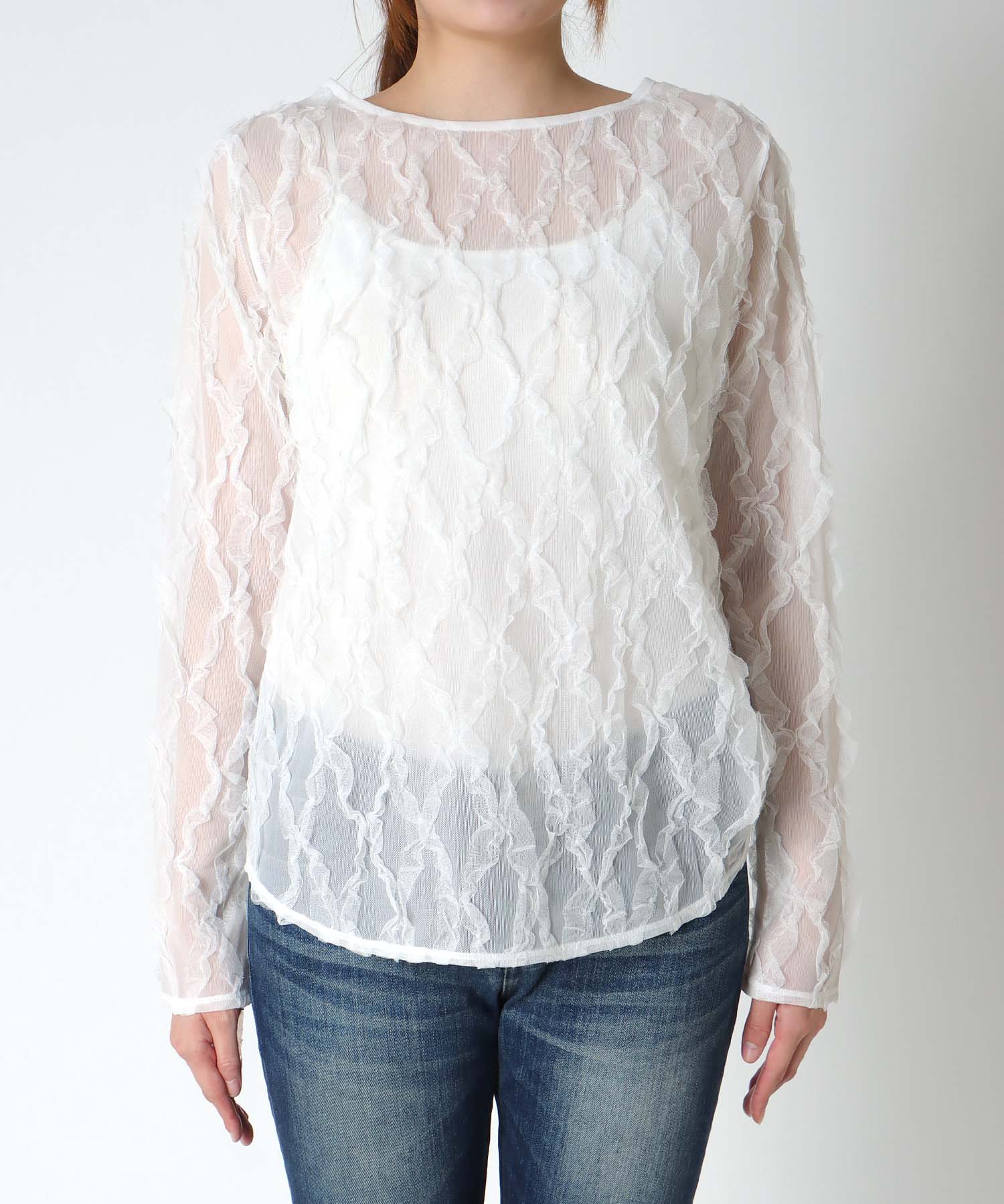 チュールフリルトップス