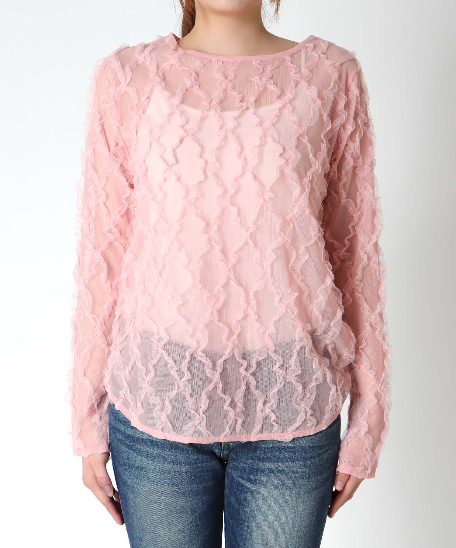 チュールフリルトップス