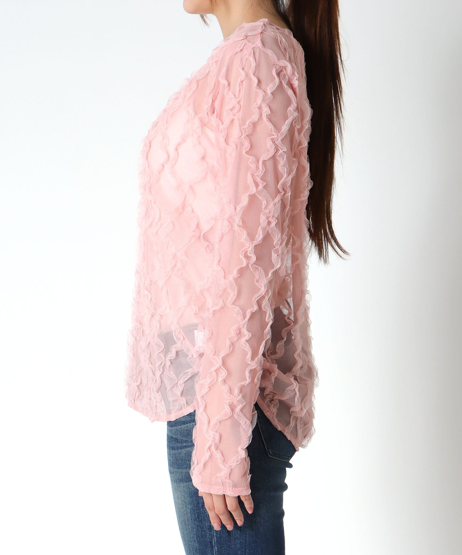 チュールフリルトップス