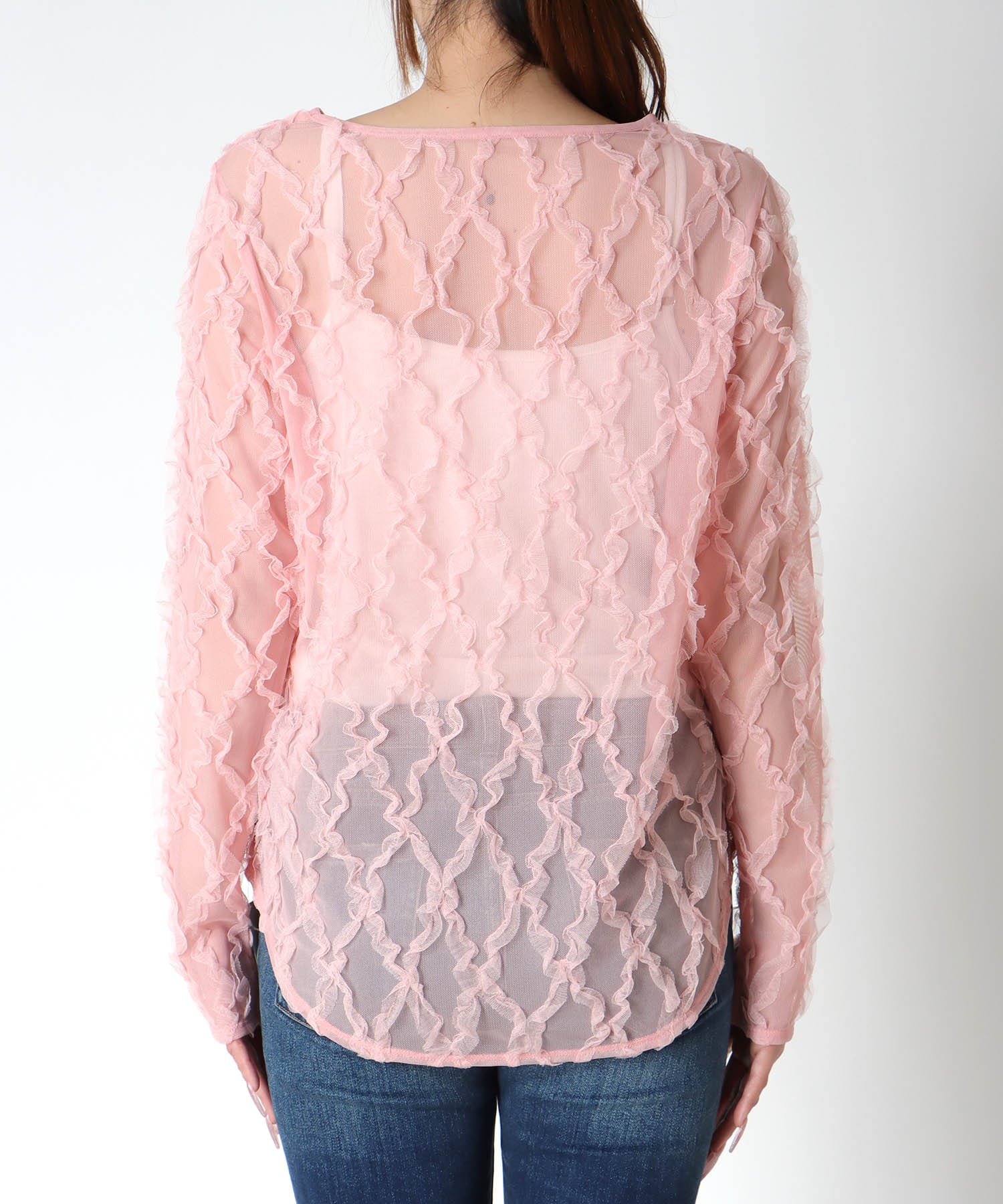 チュールフリルトップス